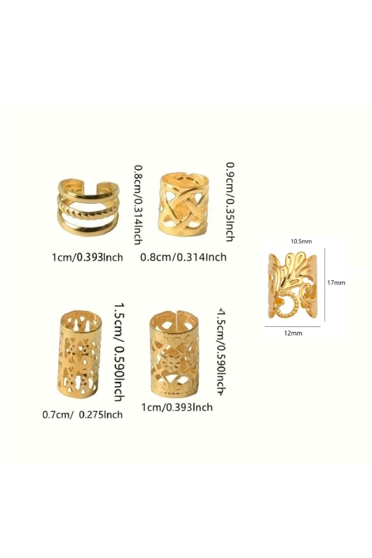 Bacoss Bohem Saç Halkası-Saç Küpesi Prenses model 10 'lu Hair Charms (BC-1226 ) görsel 2