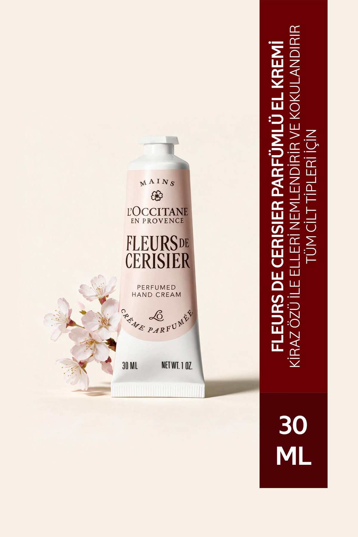 L'Occitane Fleurs de Cerisier El Kremi, Kiraz Özü İçeren Besleyici ve Nemlendirici, 30 ml — 24MA030CBR25
