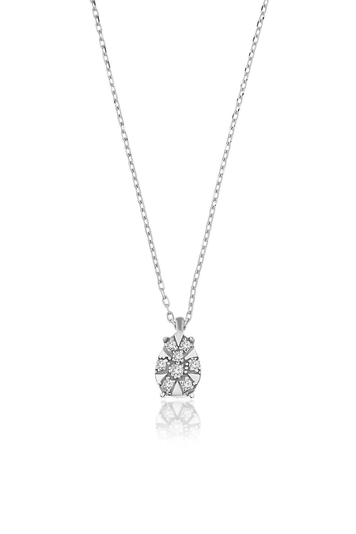 DeFacto 0,05 Karat Badem Pırlanta Gümüş Kolye I3528AXNS görsel 2