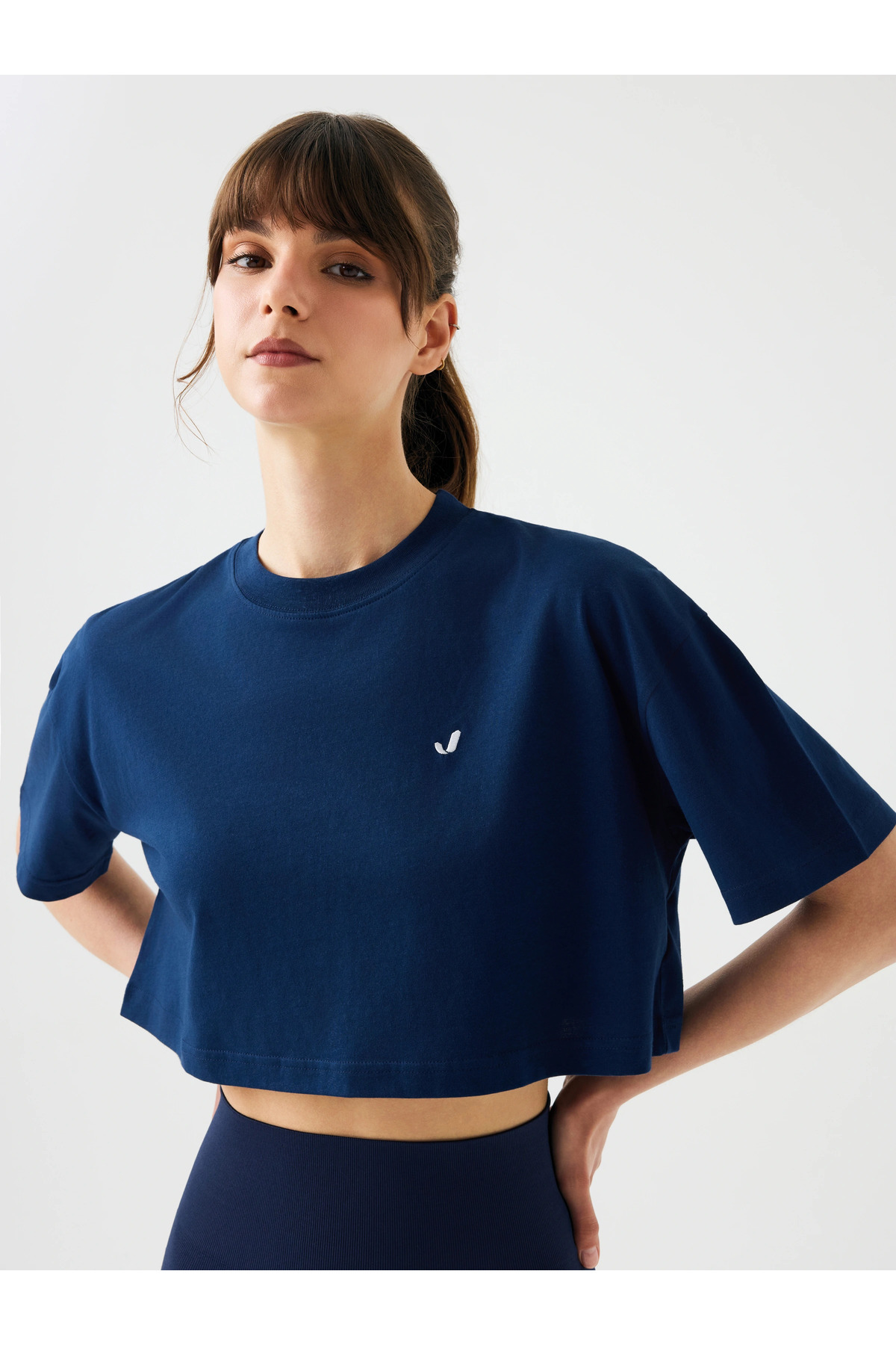 Jerf Aura Crop T-Shirt Lacivert görsel 3