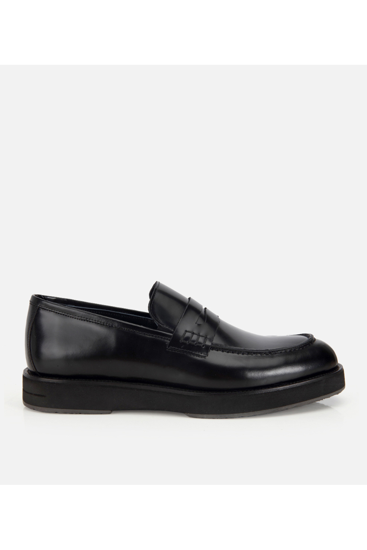 Hotiç Erkek Açma Deri Siyah Kalın Tabanlı Klasik Loafer