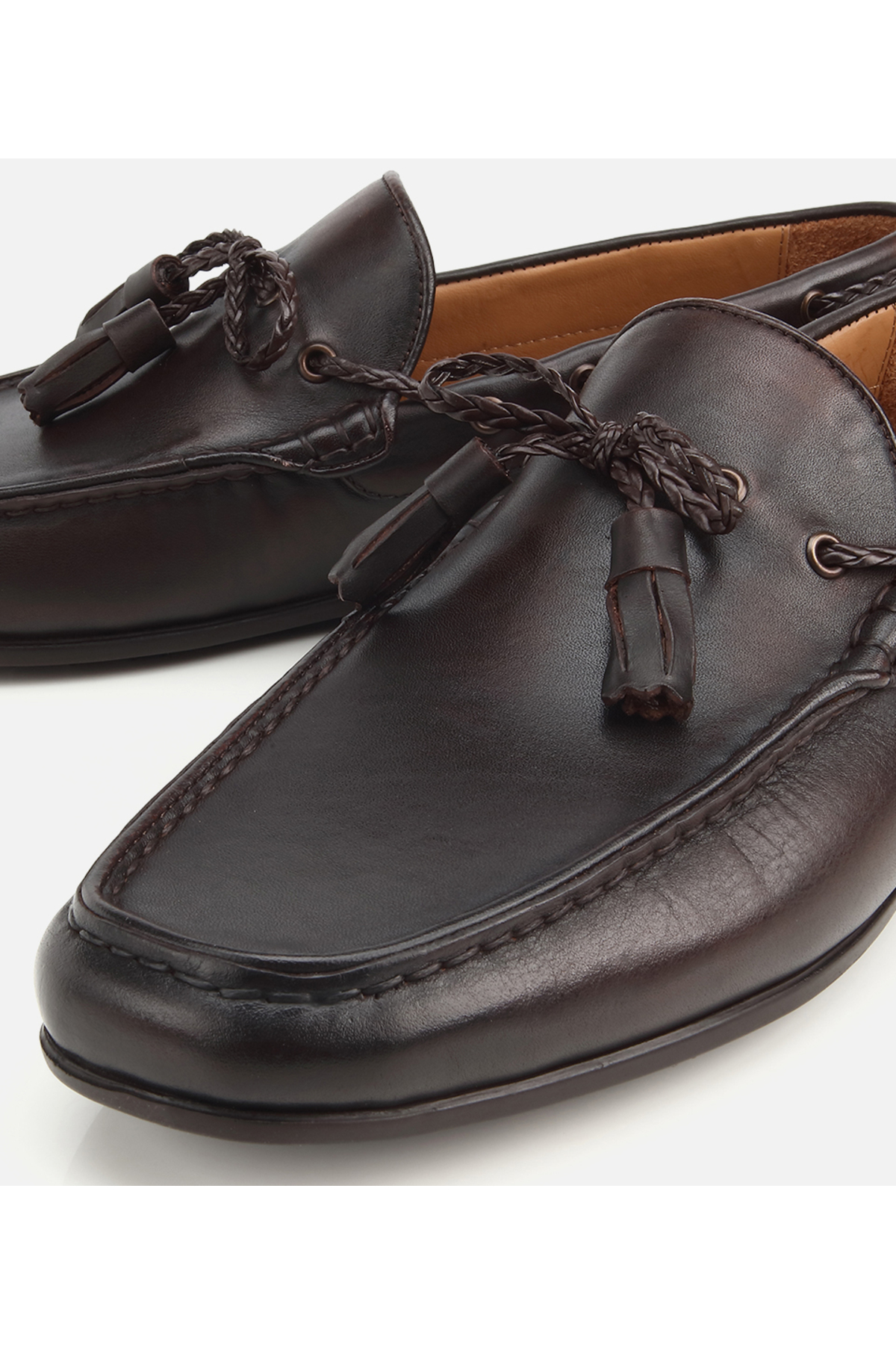 Hotiç Erkek Deri Kahverengi Püskül Dikiş Detaylı Klasik Loafer görsel 3