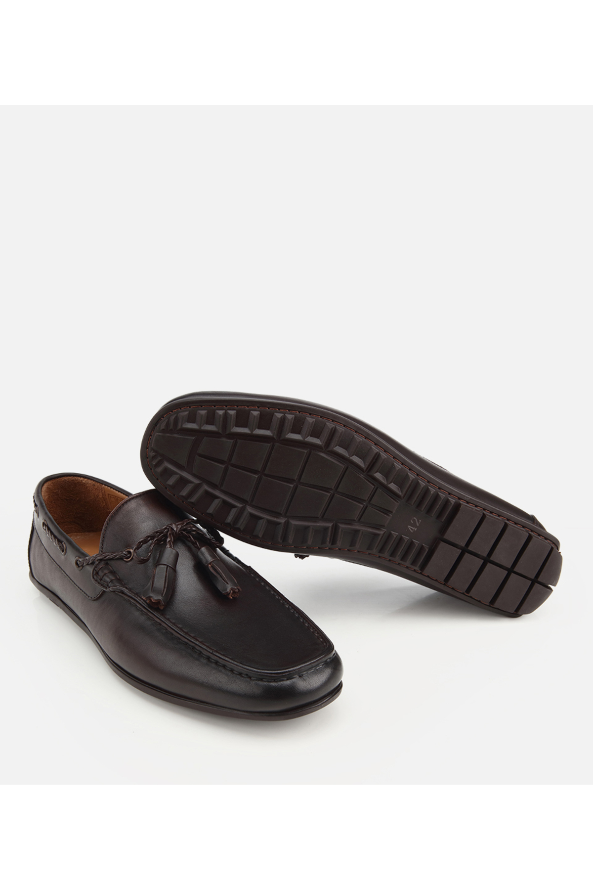 Hotiç Erkek Deri Kahverengi Püskül Dikiş Detaylı Klasik Loafer görsel 6