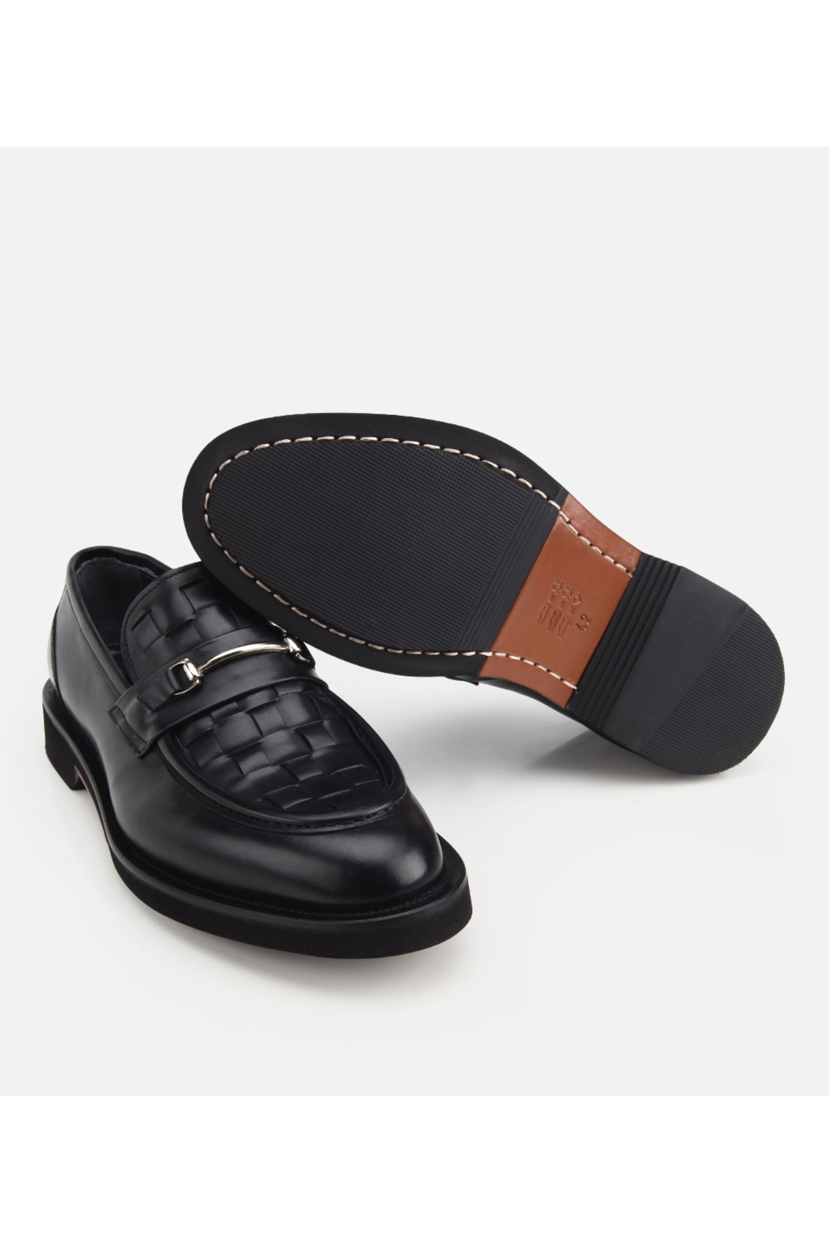 Hotiç Erkek Deri Siyah Örme Metal Detaylı Klasik Loafer görsel 6