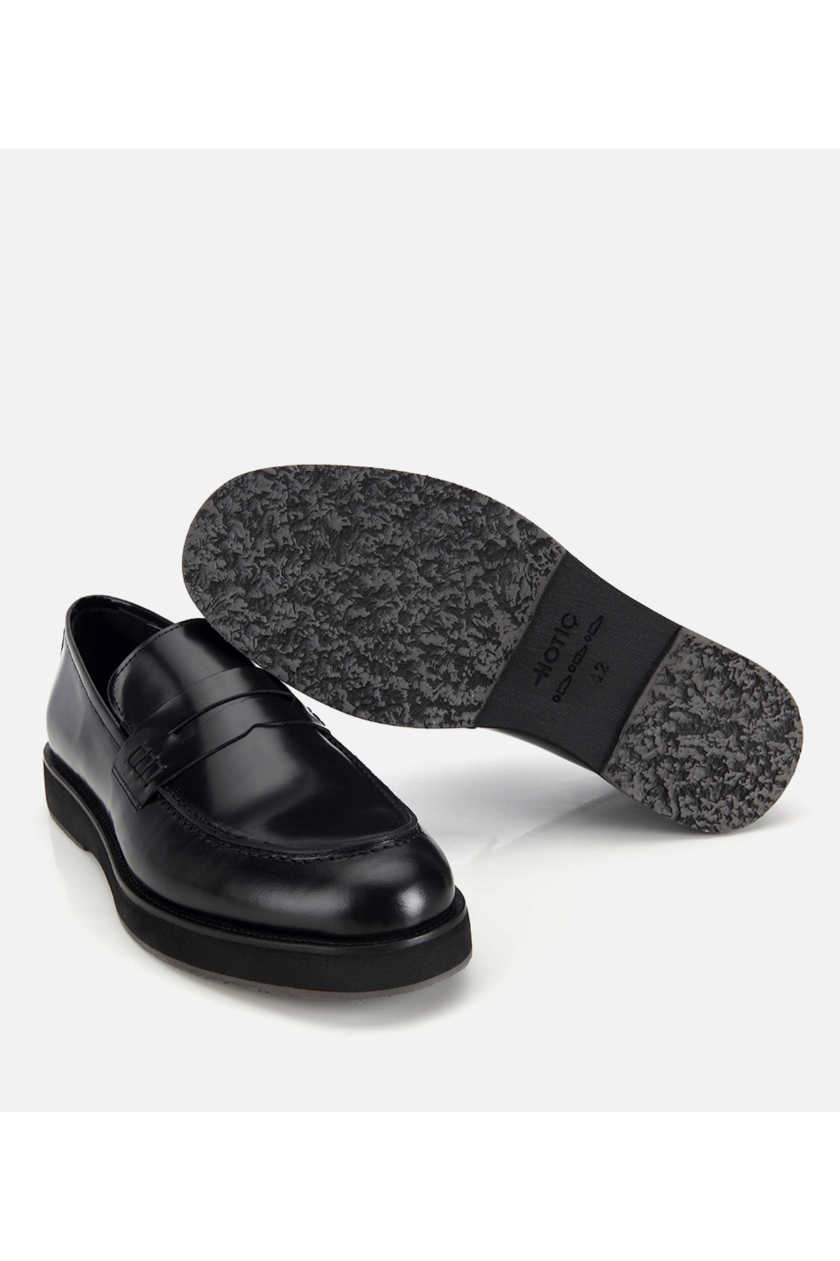 Hotiç Erkek Açma Deri Siyah Kalın Tabanlı Klasik Loafer görsel 6