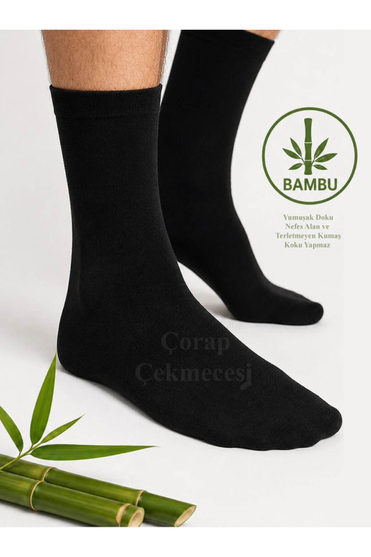 Çorap Çekmecesi 1 çift Bambu Soket Çorap Siyah