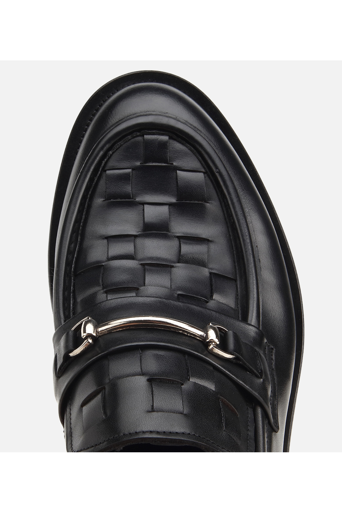 Hotiç Erkek Deri Siyah Örme Metal Detaylı Klasik Loafer görsel 5