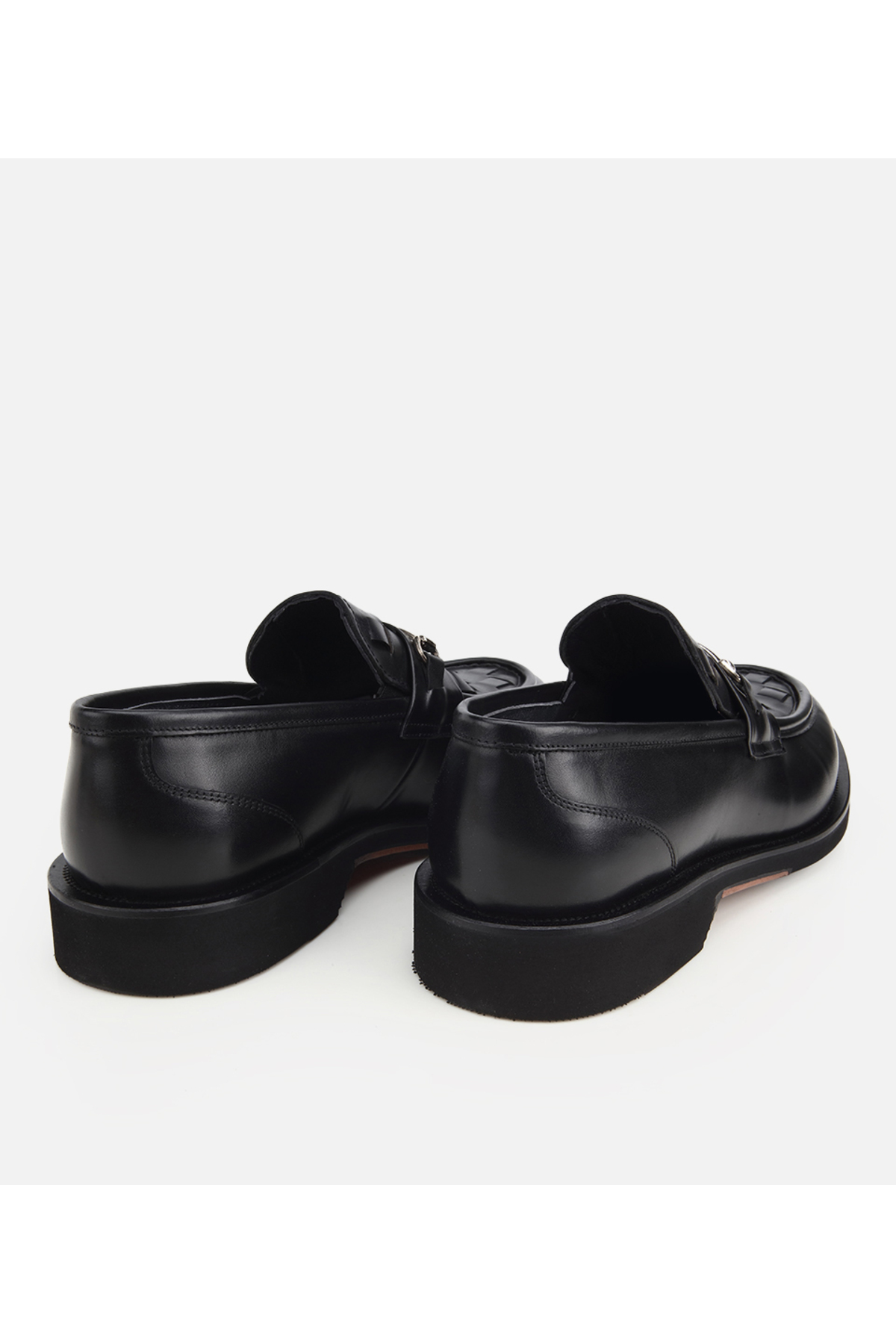 Hotiç Erkek Deri Siyah Örme Metal Detaylı Klasik Loafer görsel 4
