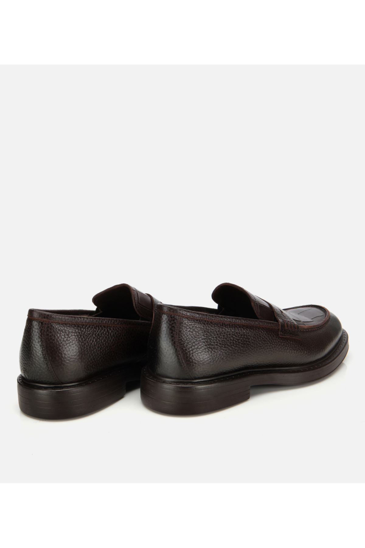 Hotiç Erkek Deri Kahverengi Kroko Detaylı Klasik Loafer görsel 4