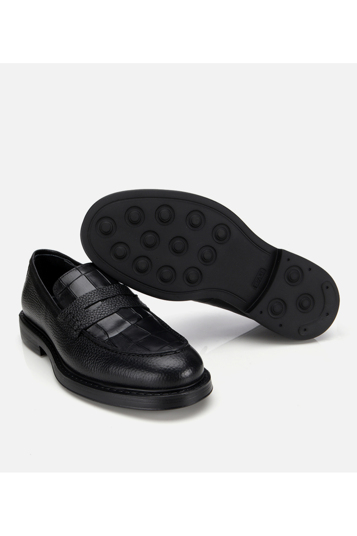Hotiç Erkek Deri Siyah Kroko Detaylı Klasik Loafer görsel 6
