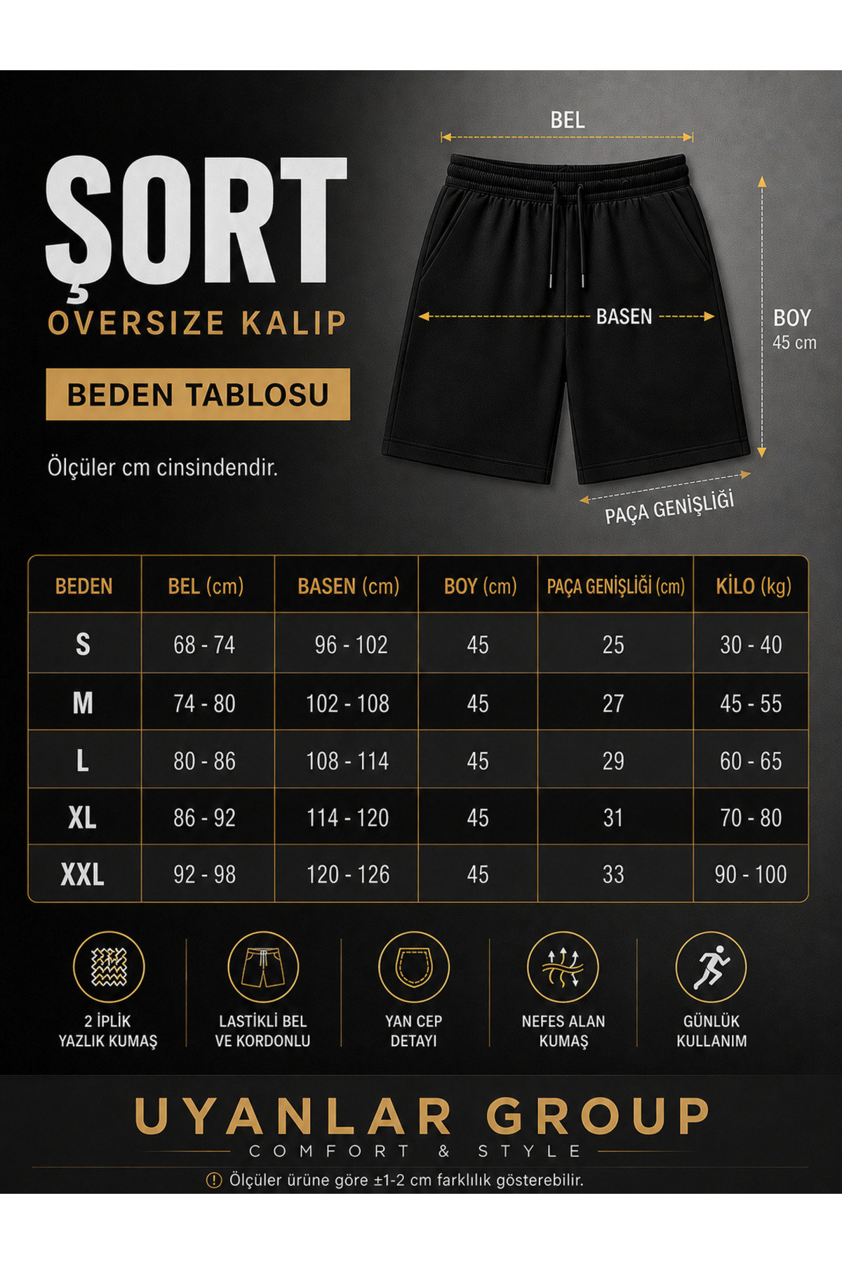yx yustex sport 3'lü Şort Erkek NY Baskılı (Siyah-Gri-Lacivert) Basic Yazlık Şort Seti - Diz Üstü Rahat Kalıp 3'lü Ekonomik Paket görsel 5