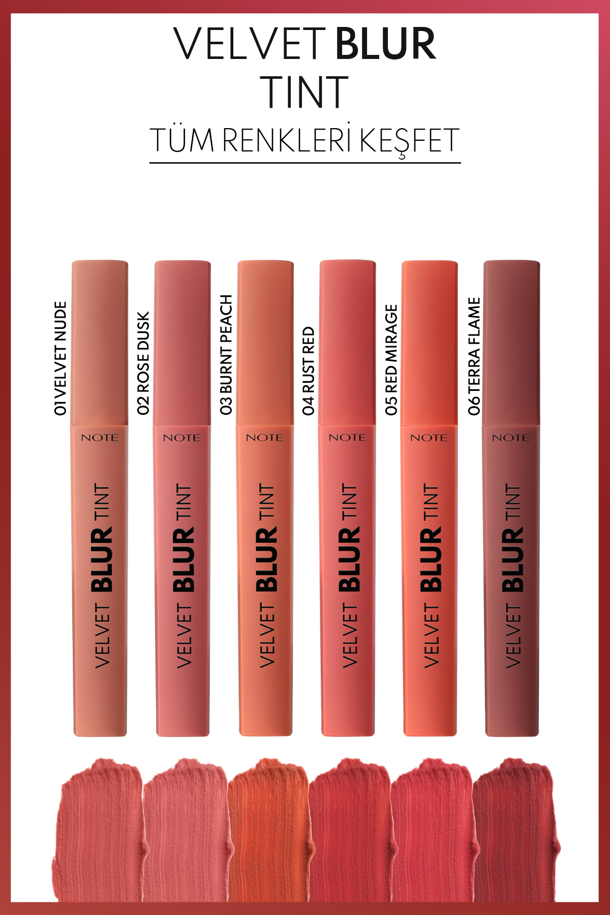 Velvet Blur Tint Kadife Bitişli Nemlendirici Mat Ruj - 06 Terra Flame - Kırmızı — قرمز LST LIP BLUR TINT — تصویر 5 از 9