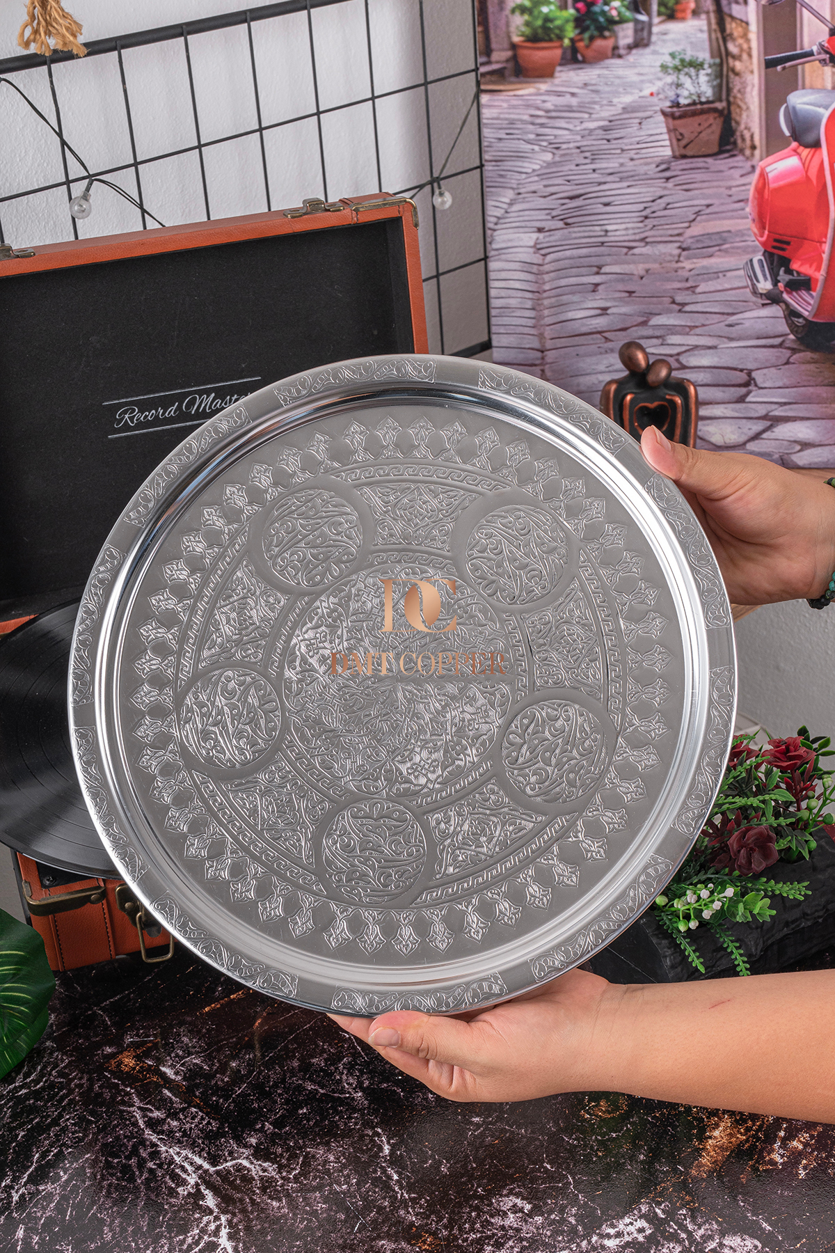 DMT COPPER HOME GAZİANTEP 34CM KROM NİKEL KAPLAMA 34CMSunum Servis
