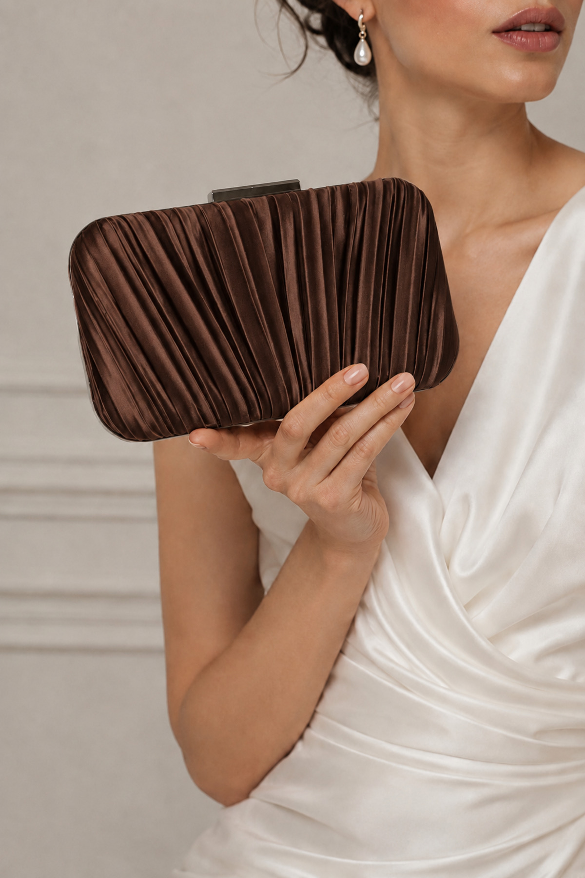 Famels Kadın Özel Model Pilse Desenli Abiye Çanta , Clutch Portföy El Gece Düğün Nişan Abiye Çantası