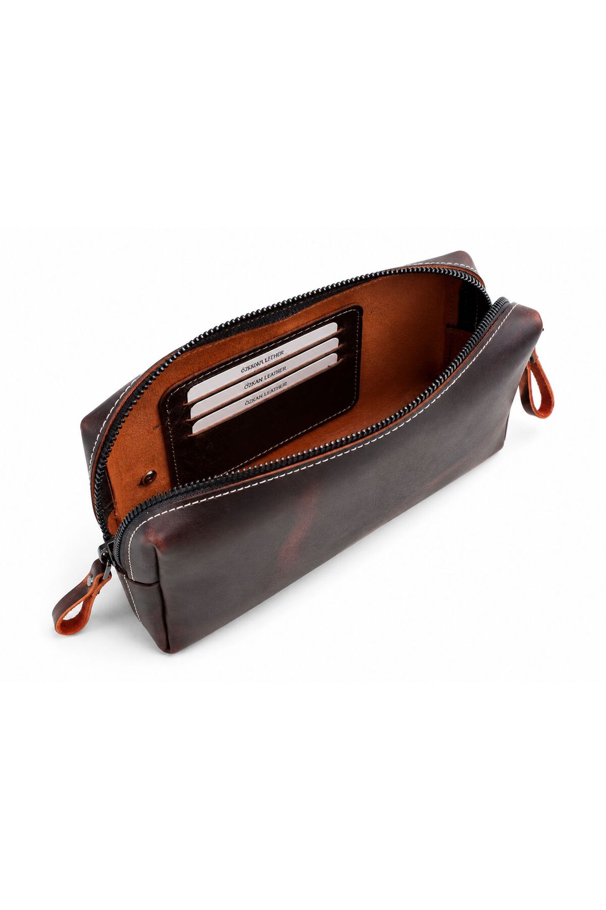 ÖzkanAccessory Capella Hakiki Deri Crazy Kahve Unisex El Çantası - Kişiselleştirilebilir, Anahtarlık Hediyeli görsel 4