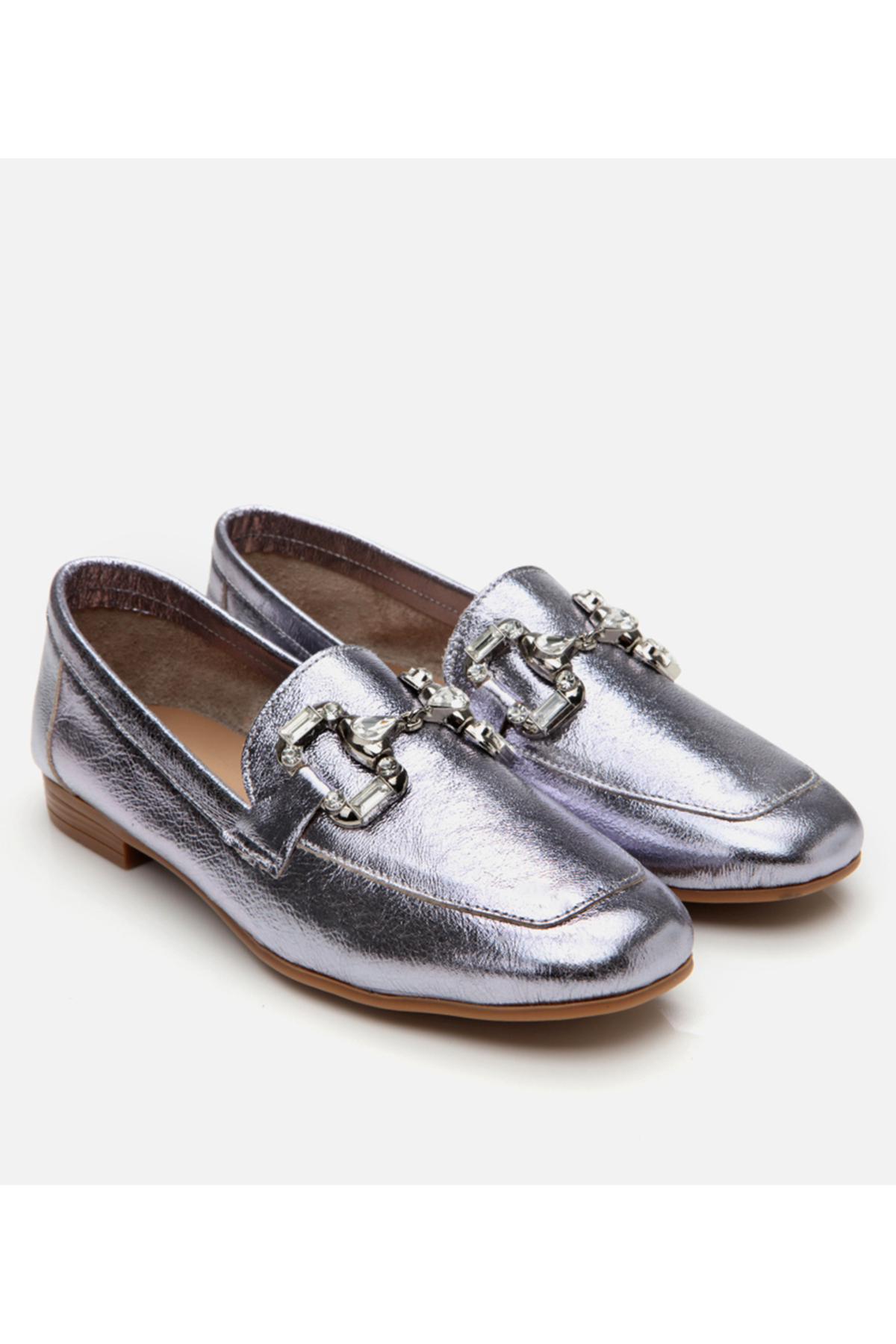Hotiç Kadın Deri Lame Tokalı Şık Klasik Loafer görsel 2