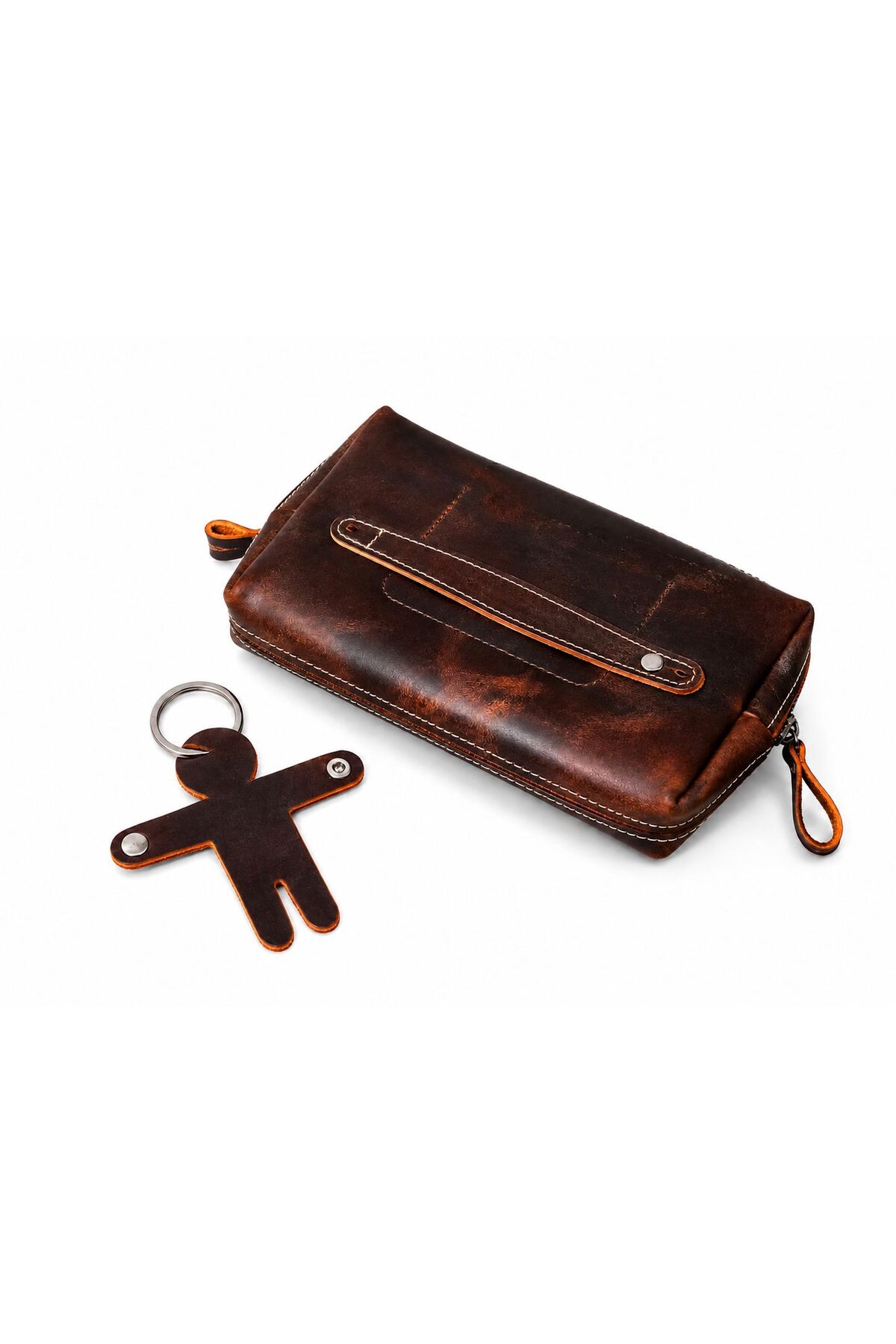 ÖzkanAccessory Capella Hakiki Deri Crazy Kahve Unisex El Çantası - Kişiselleştirilebilir, Anahtarlık Hediyeli görsel 3