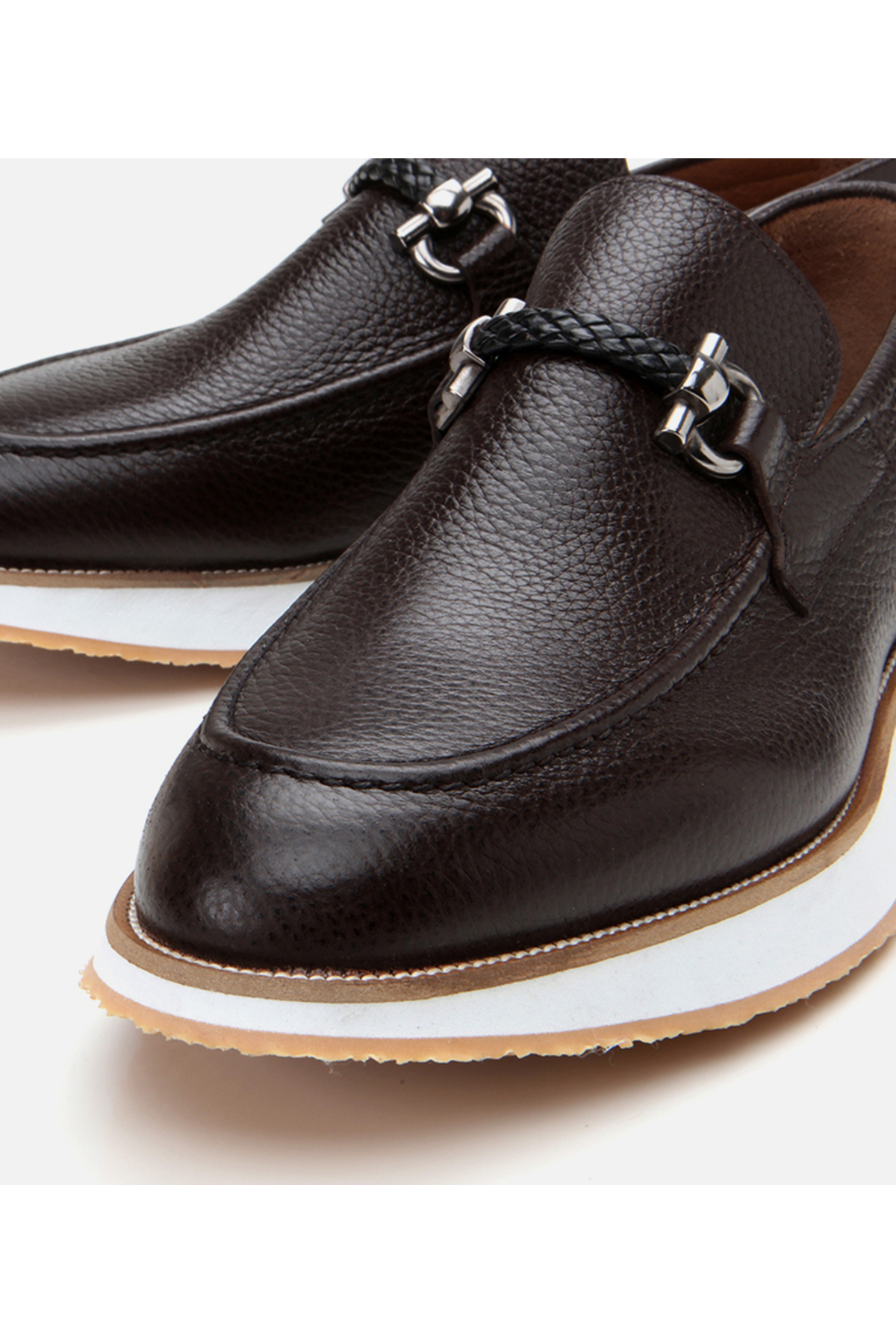 Hotiç Erkek Deri Kahverengi Spor Tabanlı Klasik Loafer görsel 3