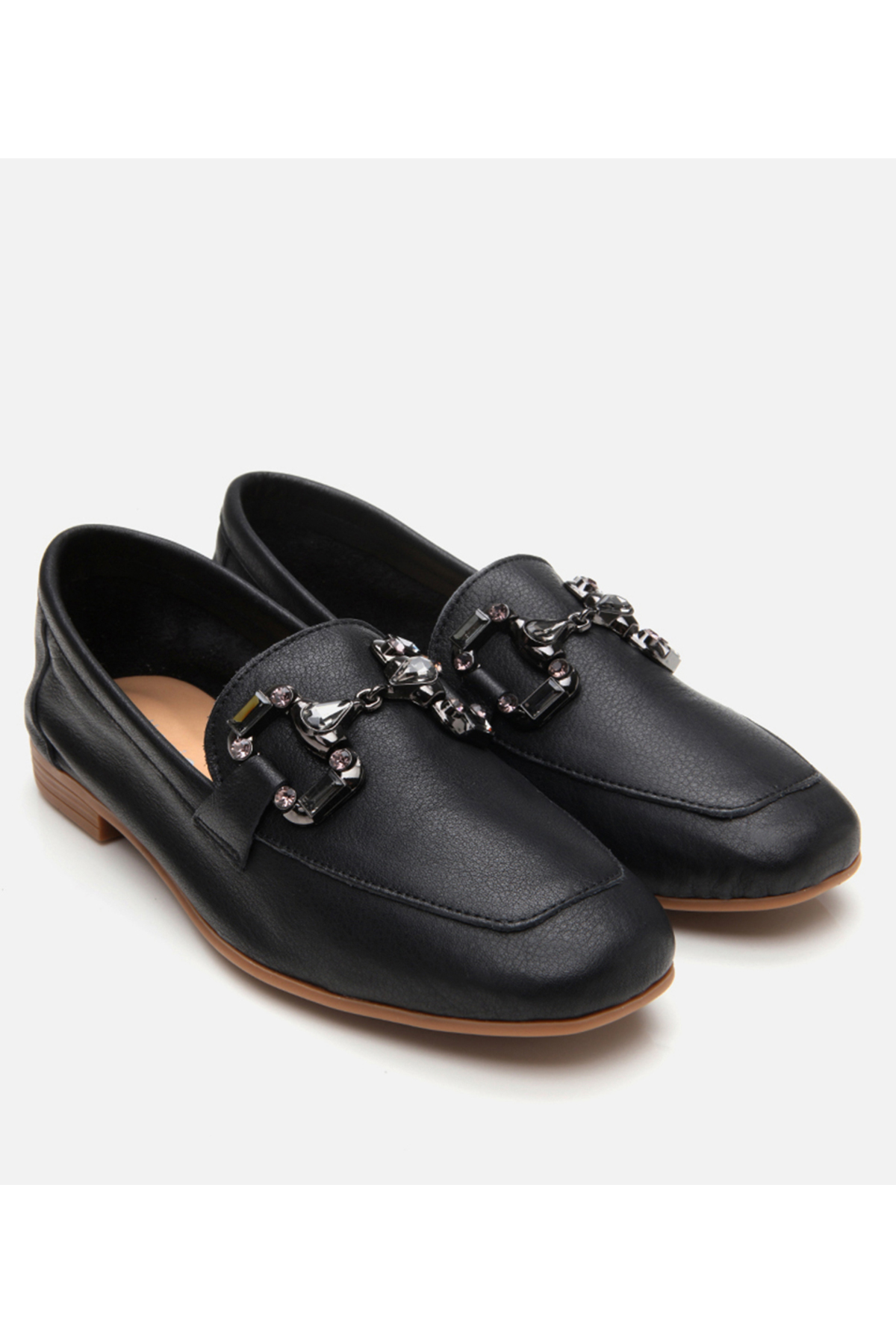 Hotiç Kadın Deri Siyah Tokalı Klasik Loafer görsel 2