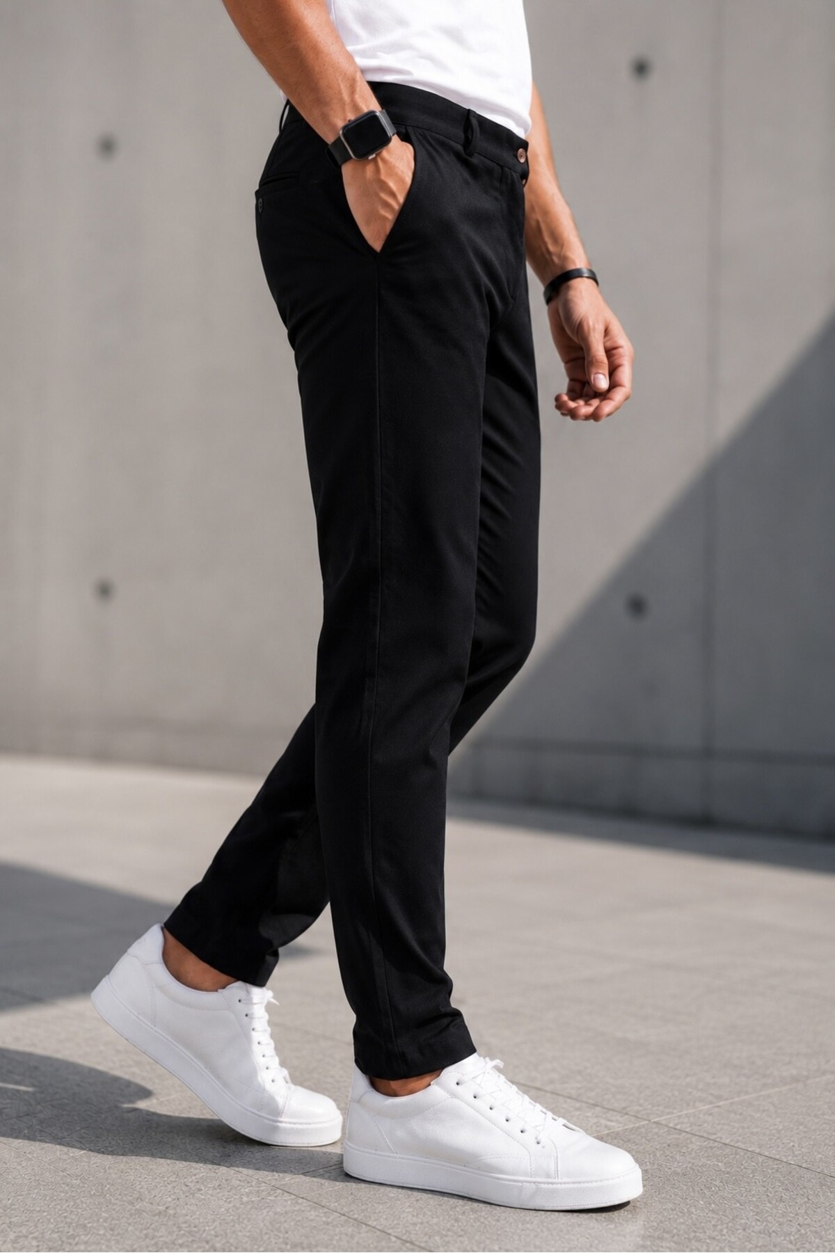 Gussi Erkek Siyah Renk Kaliteli Esnek Likralı Slim Fit Kumaş Pantolon görsel 3