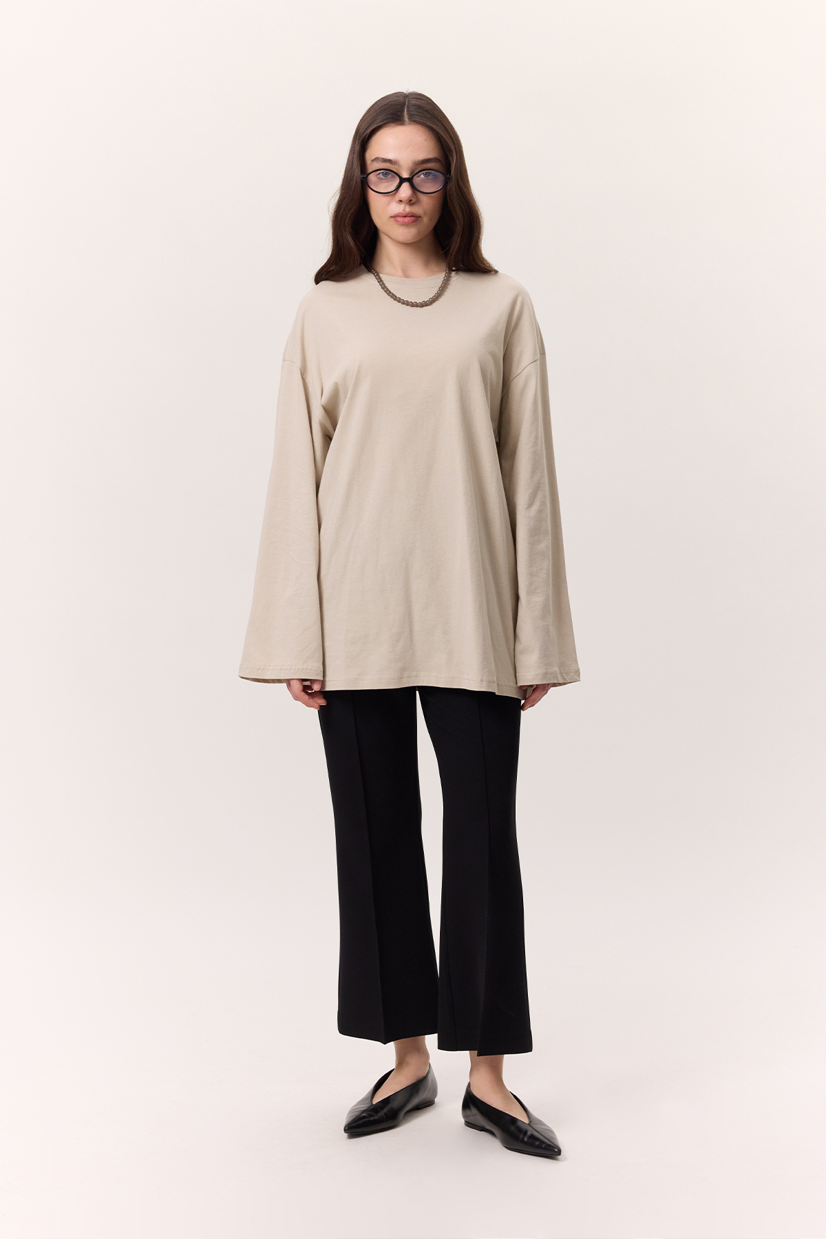 Manuka GENİŞ KOL OVERSIZE TSHIRT TAŞ görsel 2