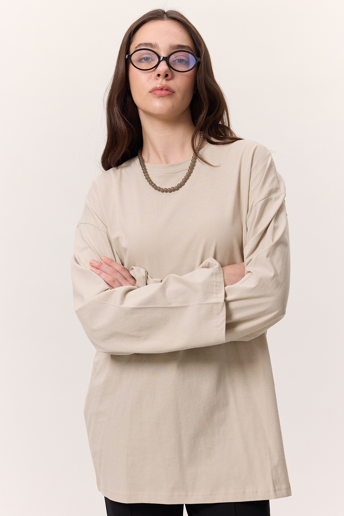 Manuka GENİŞ KOL OVERSIZE TSHIRT TAŞ görsel 3