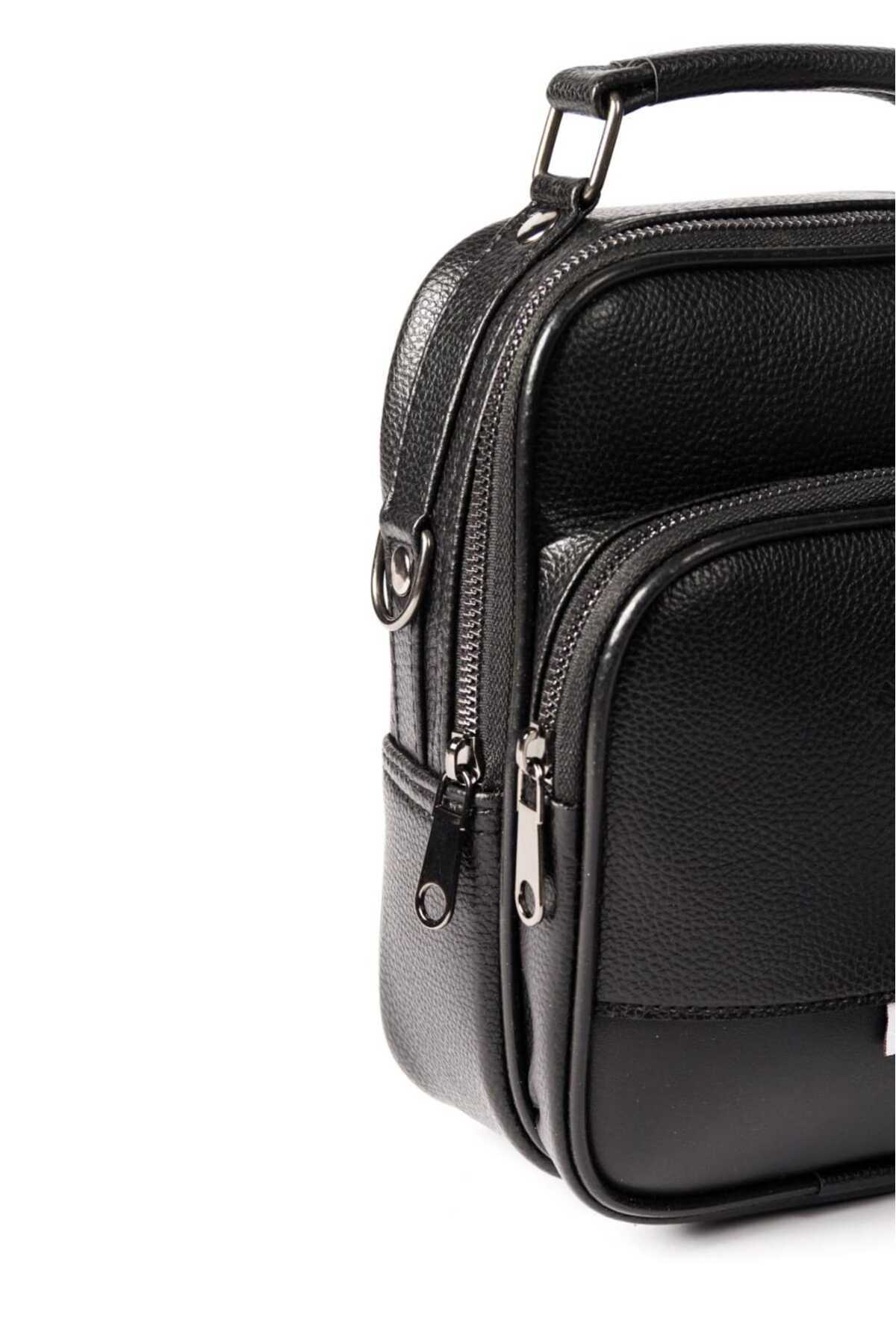 Newish Polo Erkek Siyah Deri Voyager Şık Günlük El Ve Omuz Çantası Şık Crossbody Günlük Erkek Seyahat Çantası görsel 4