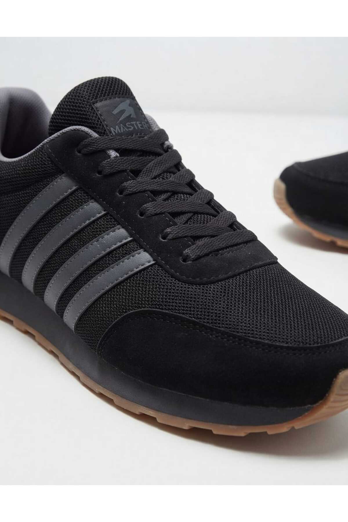 Rona Gifts Erkek Siyah Günlük Rahat Taban Yumuşak Hafif Esnek Yürüyüş Sneaker Bağcıklı Spor Ayakkabı görsel 2