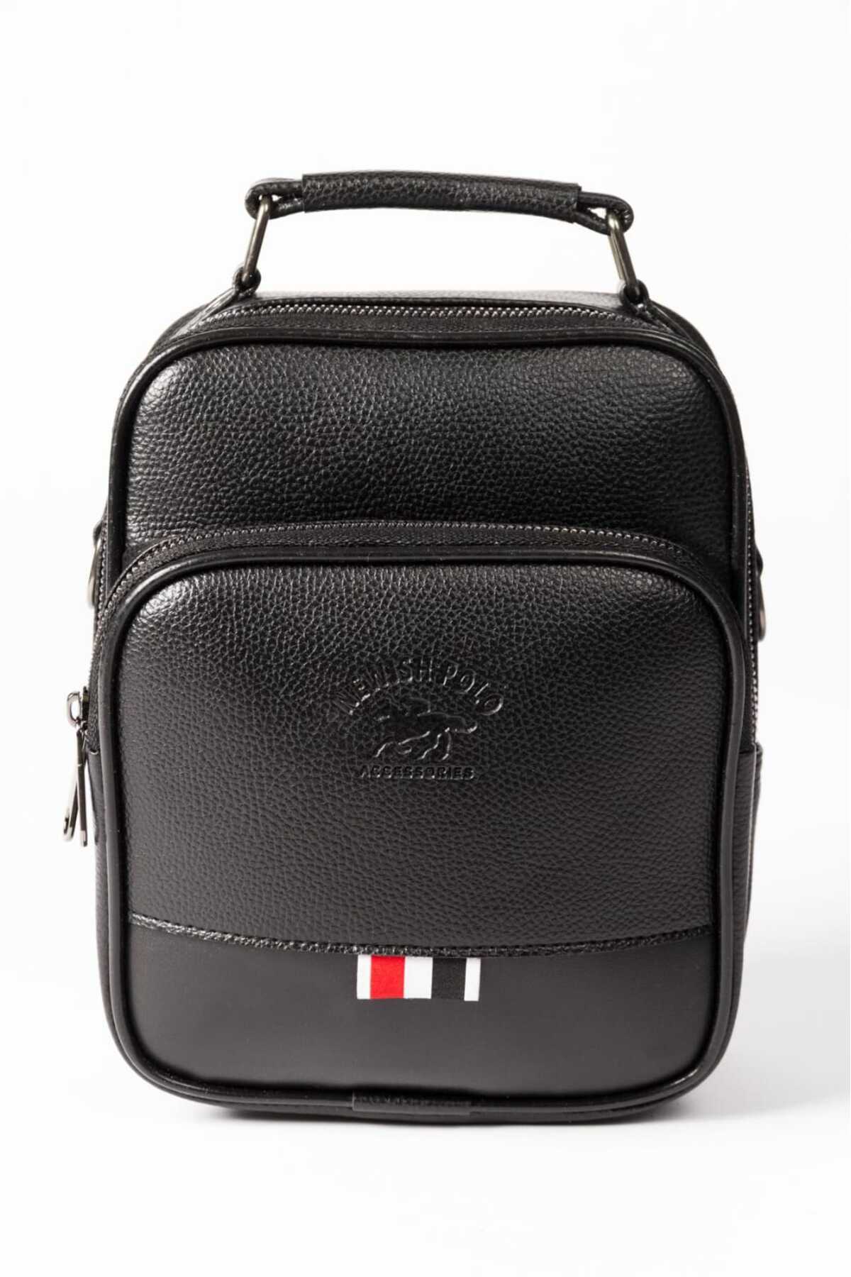 Newish Polo Erkek Siyah Deri Voyager Şık Günlük El Ve Omuz Çantası Şık Crossbody Günlük Erkek Seyahat Çantası görsel 6