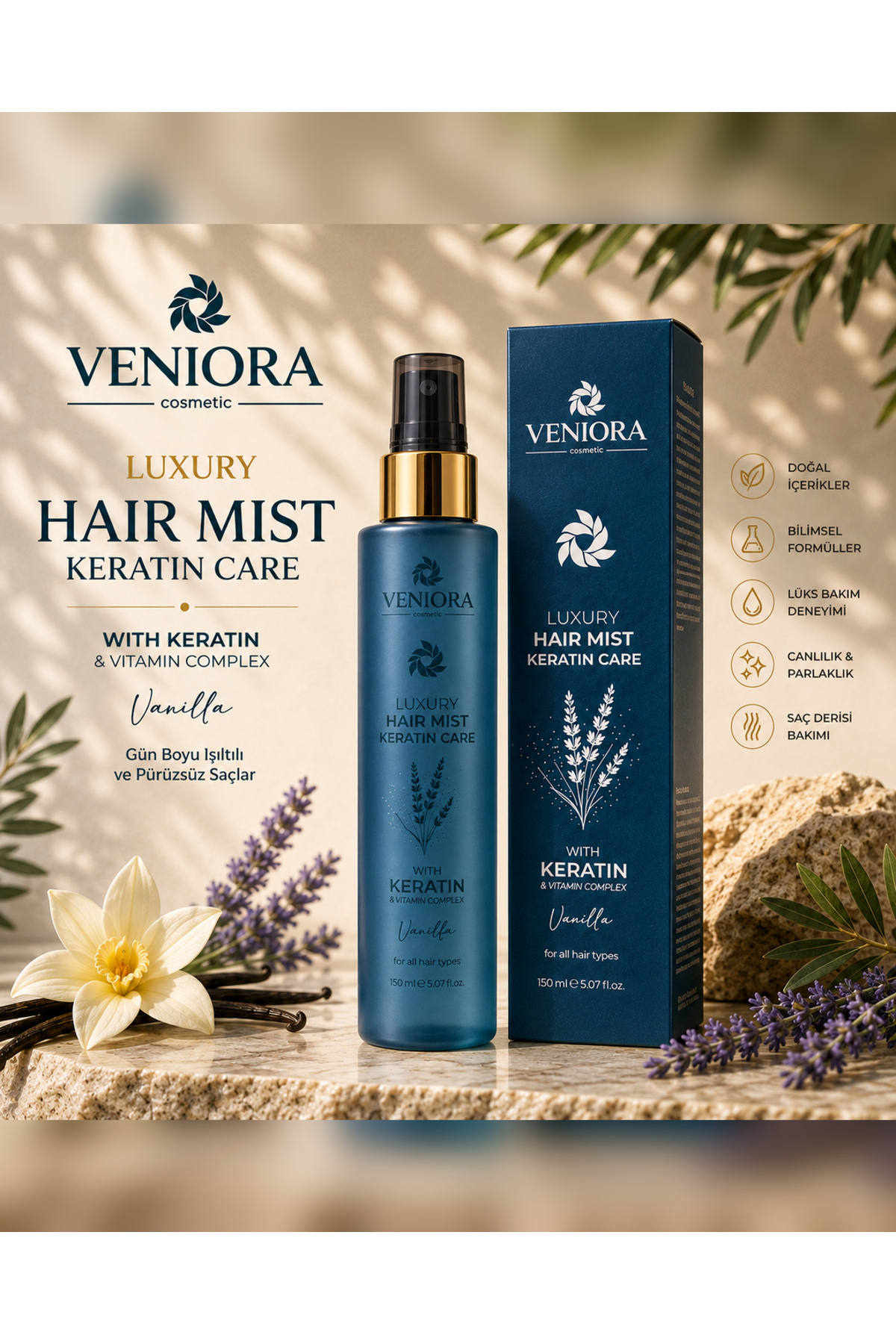 Veniora Keratinli Saç Bakım Spreyi Hair Mist Durulanmayan Vitamin Kompleksli Onarıcı ve Güçlendirici 150 ml — KRTN SPRY
