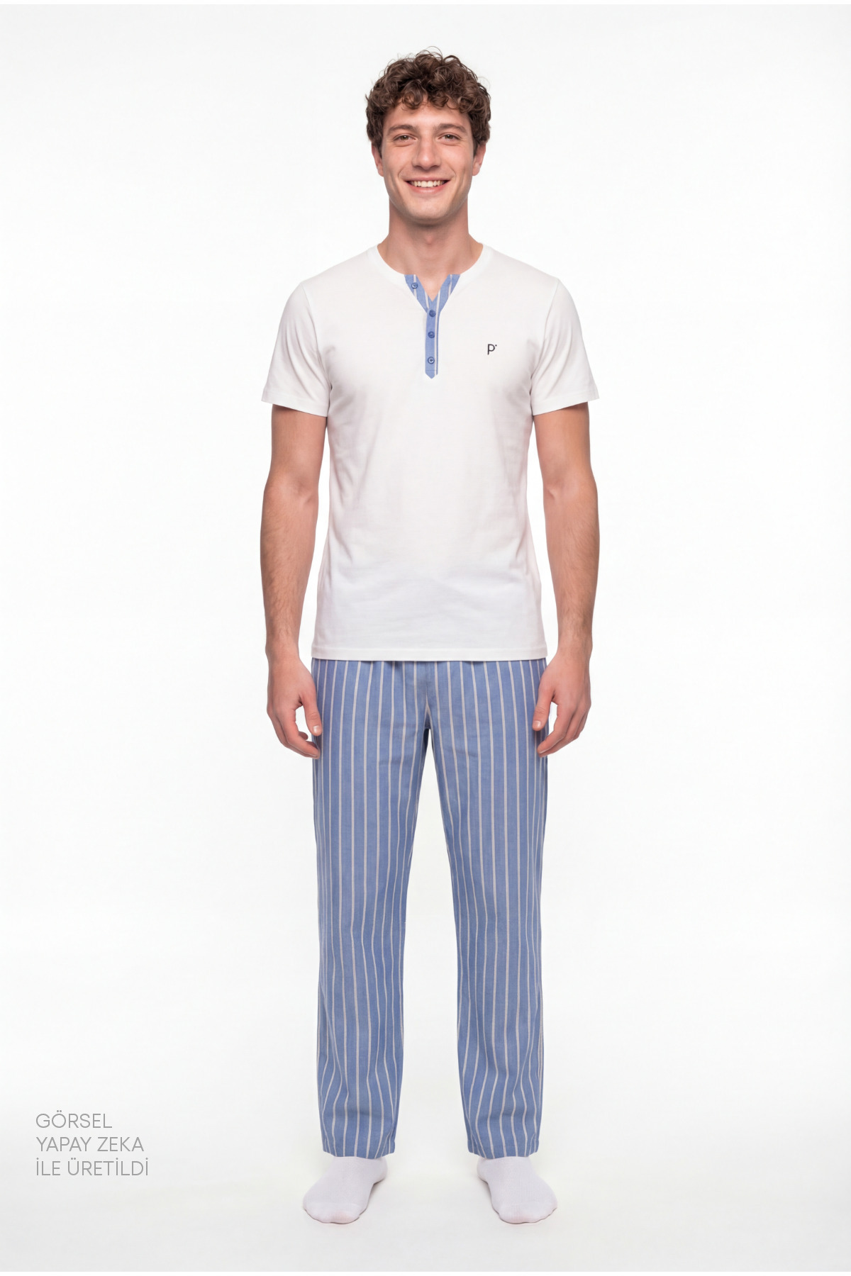 Erkek Soft Shore Çizgili Kısa Kollu Pijama Takımı