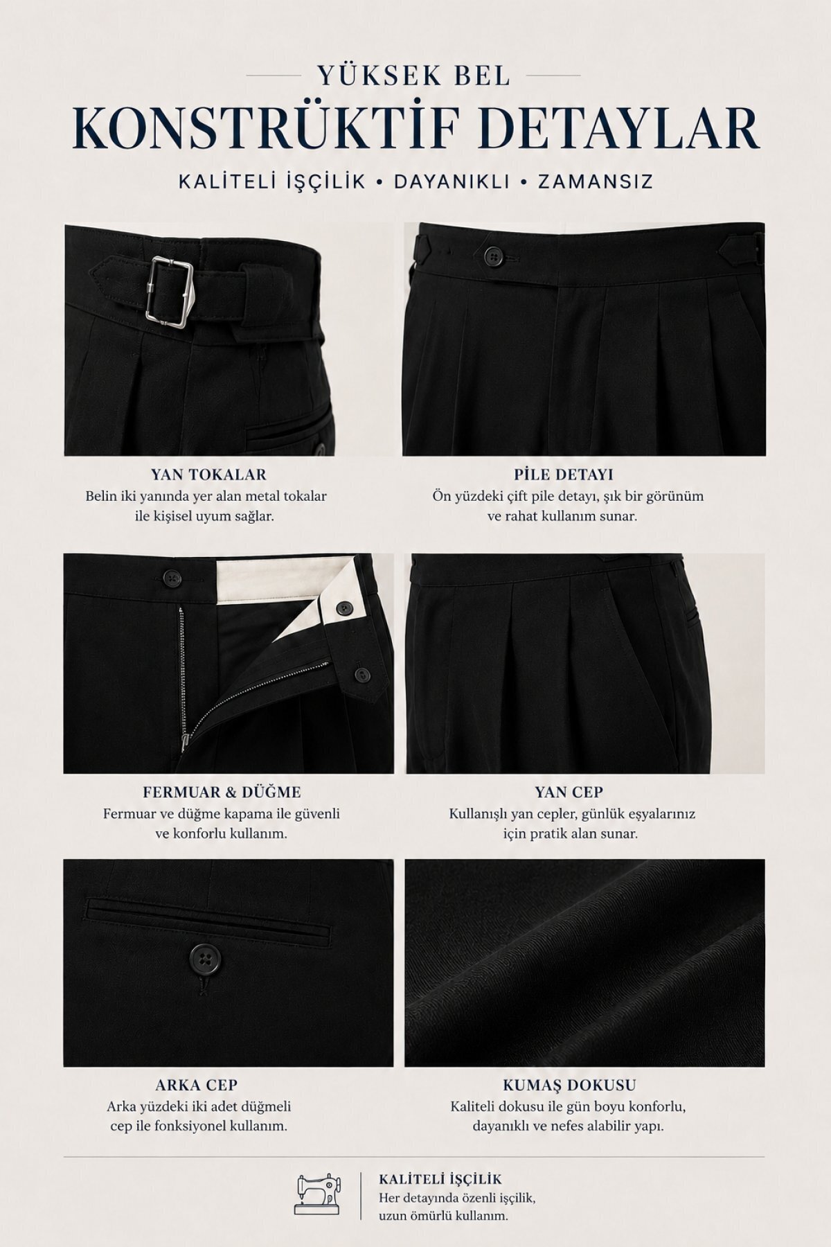 Erkek Pamuk Keten Yazlık Pantolon Regular Fit Düz Paça Rahat — مشکی J19-KTN-001 — تصویر 6 از 8
