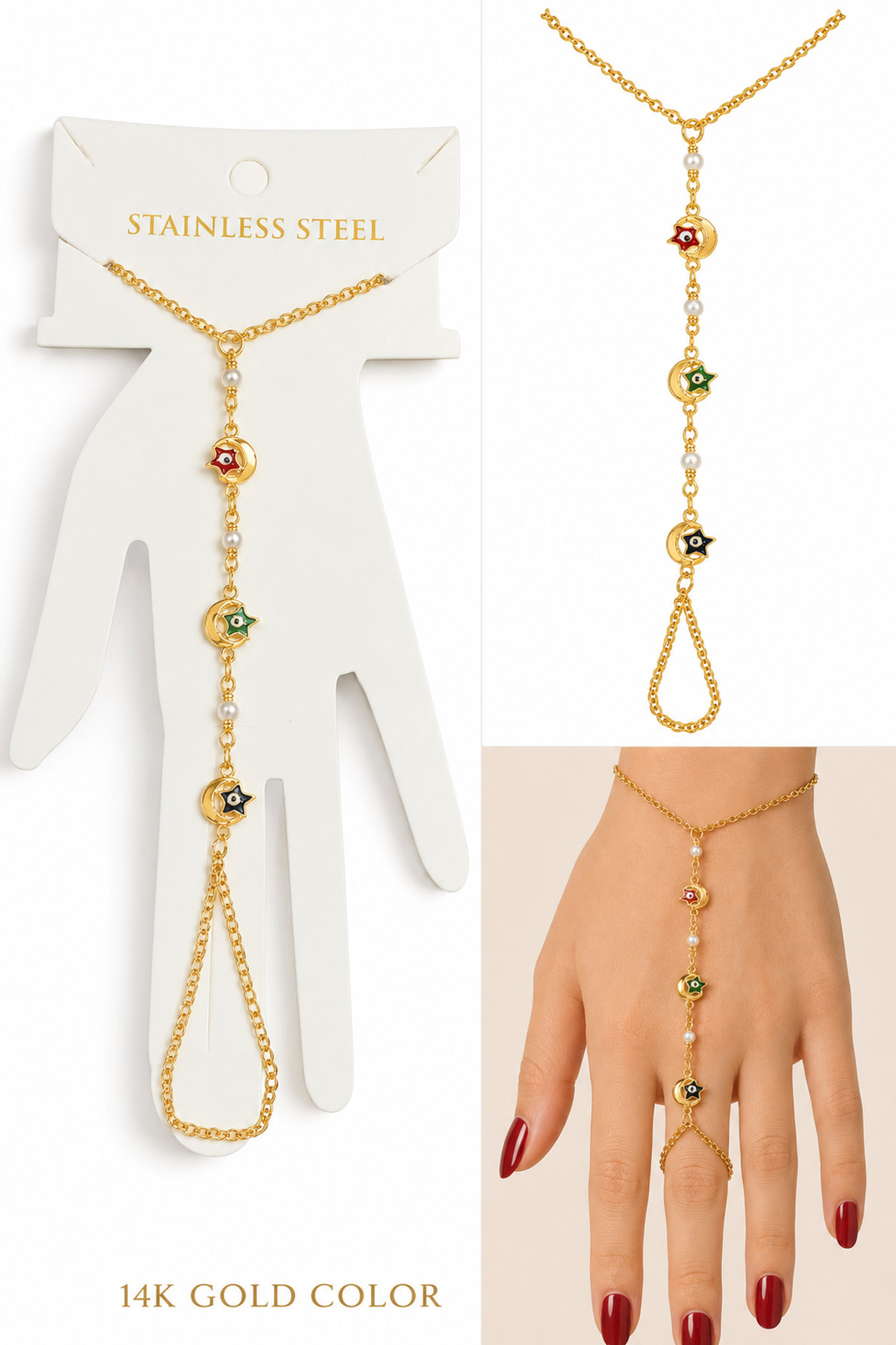 X-Lady Accessories Altın Renk Yıldız Çelik Şahmeran - 3885 görsel 5