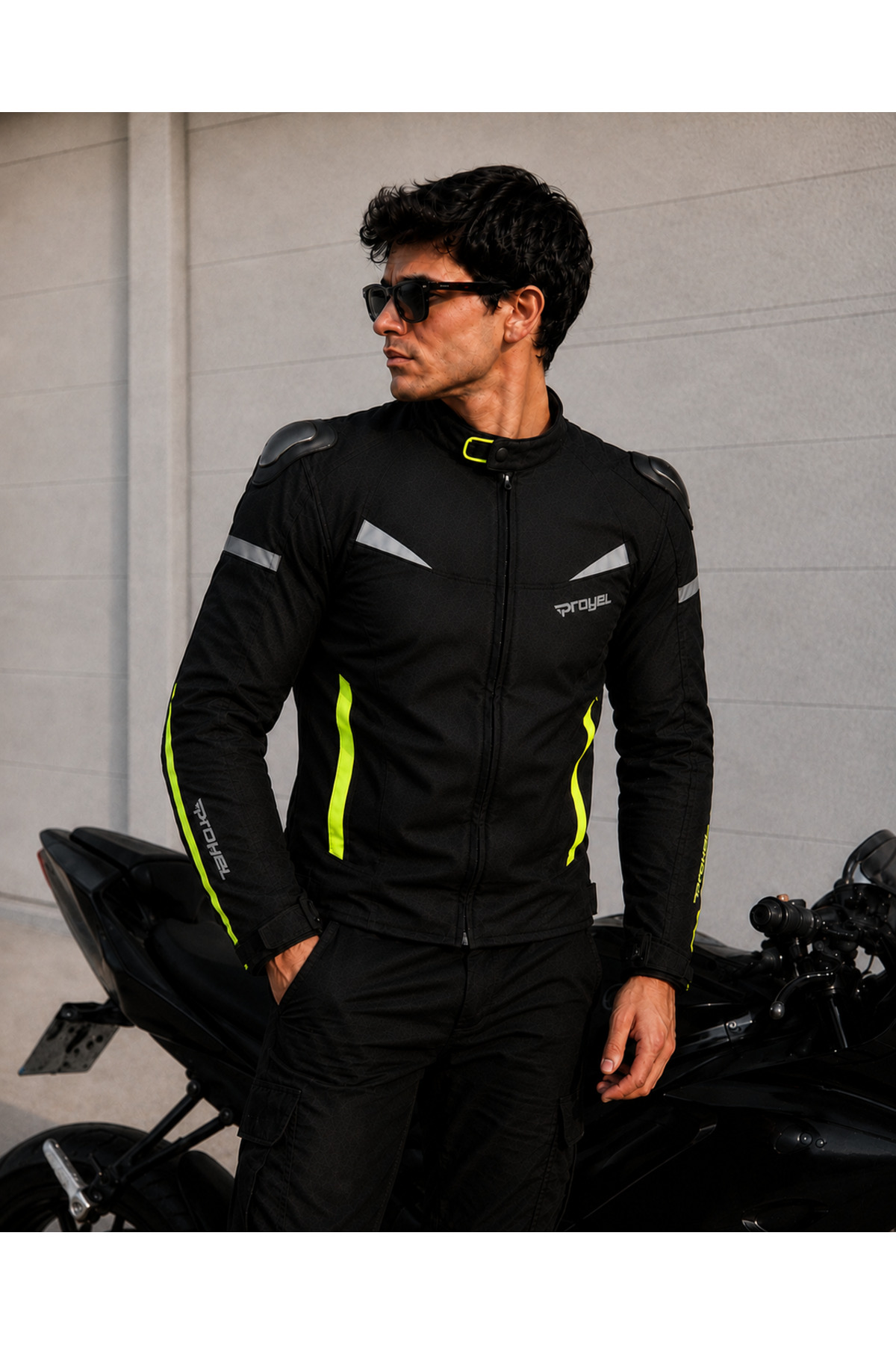 KOMINE SUPER PROTECTOR ジャケット 黒/蛍光イエローバイク Prohel COLOMBIA MONT NEON SARI HÖRGÜÇLÜ - Fiyatı