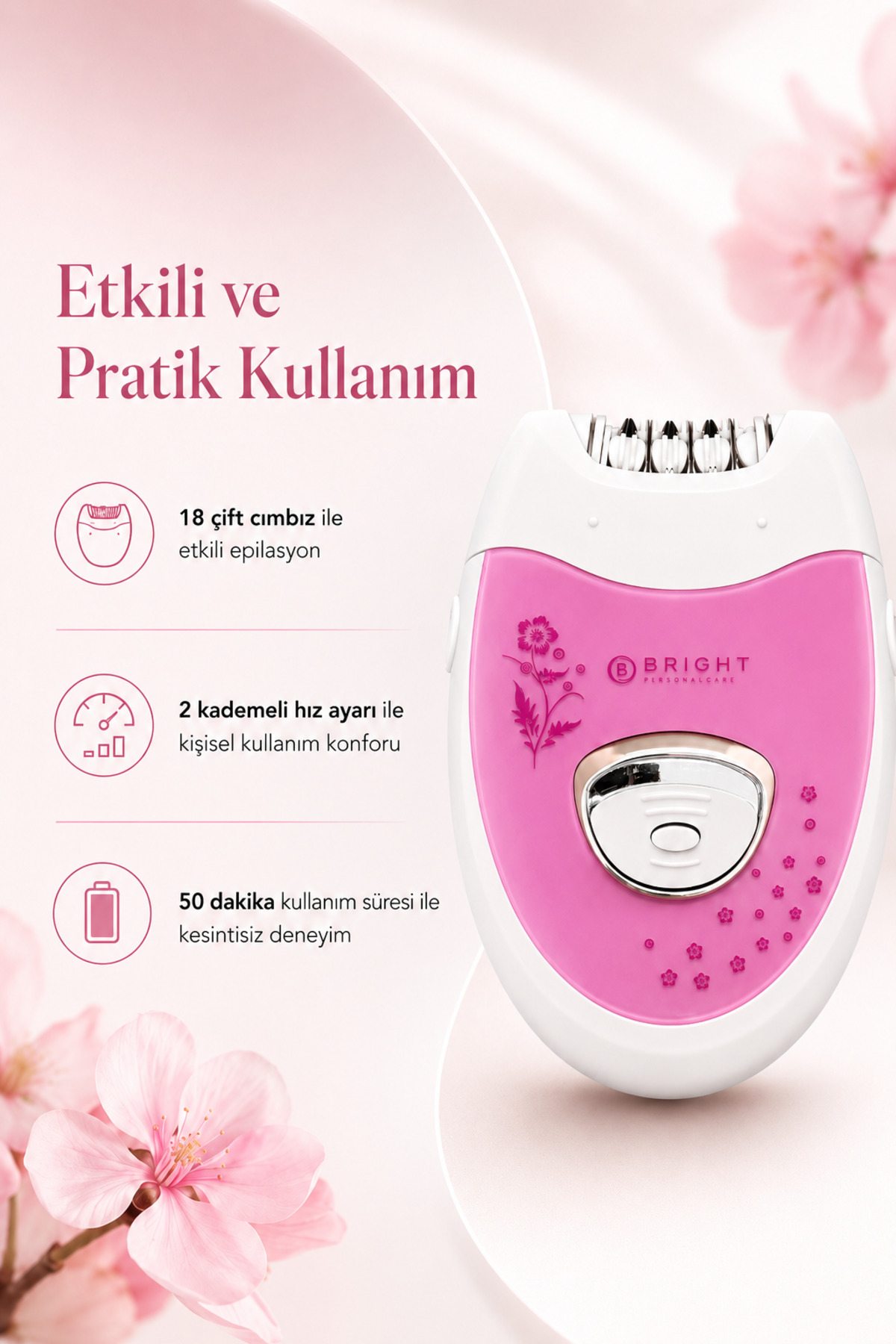 Bright Elegance BE-1196 Kablolu / Kablosuz Şarjlı 2 Kademe 18 Çift