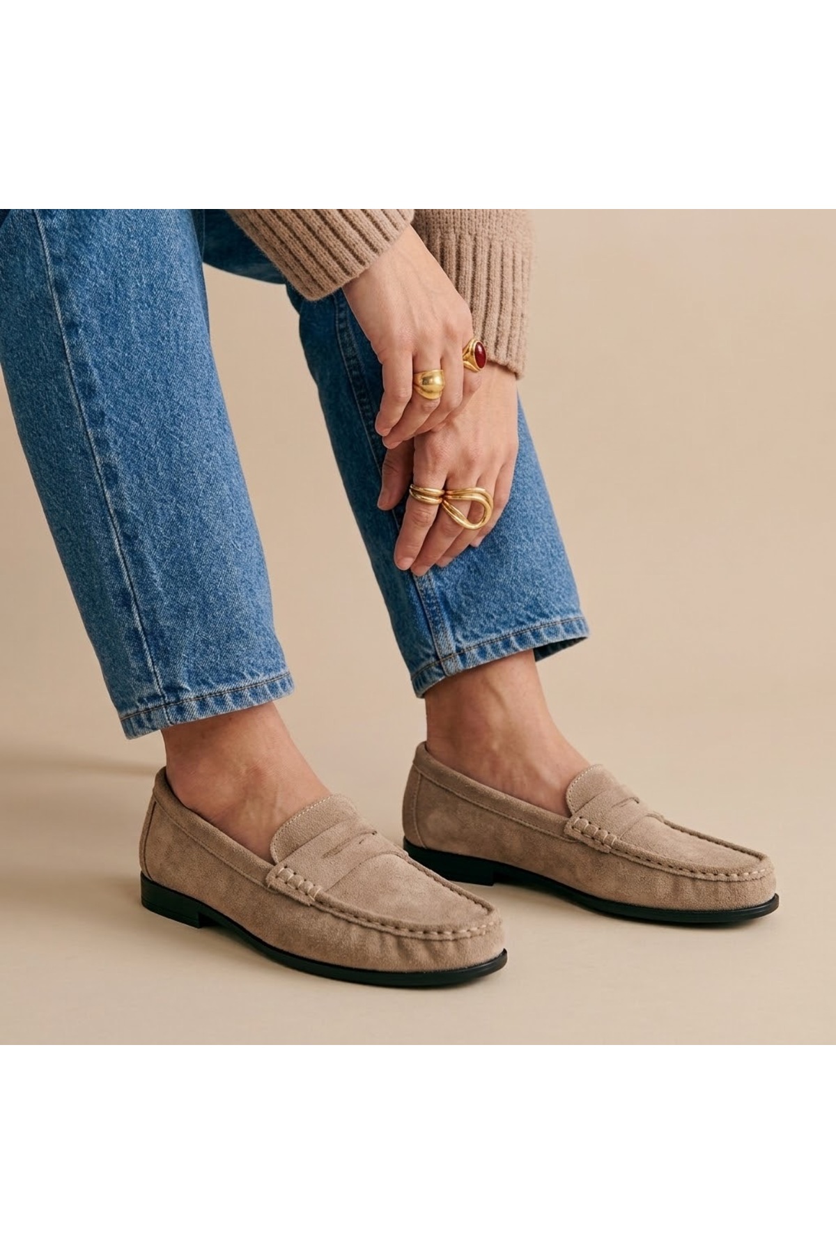guijarro Kadın Vizon Hakiki Süet Loafer Casual Günlük Ayakkabı görsel 2