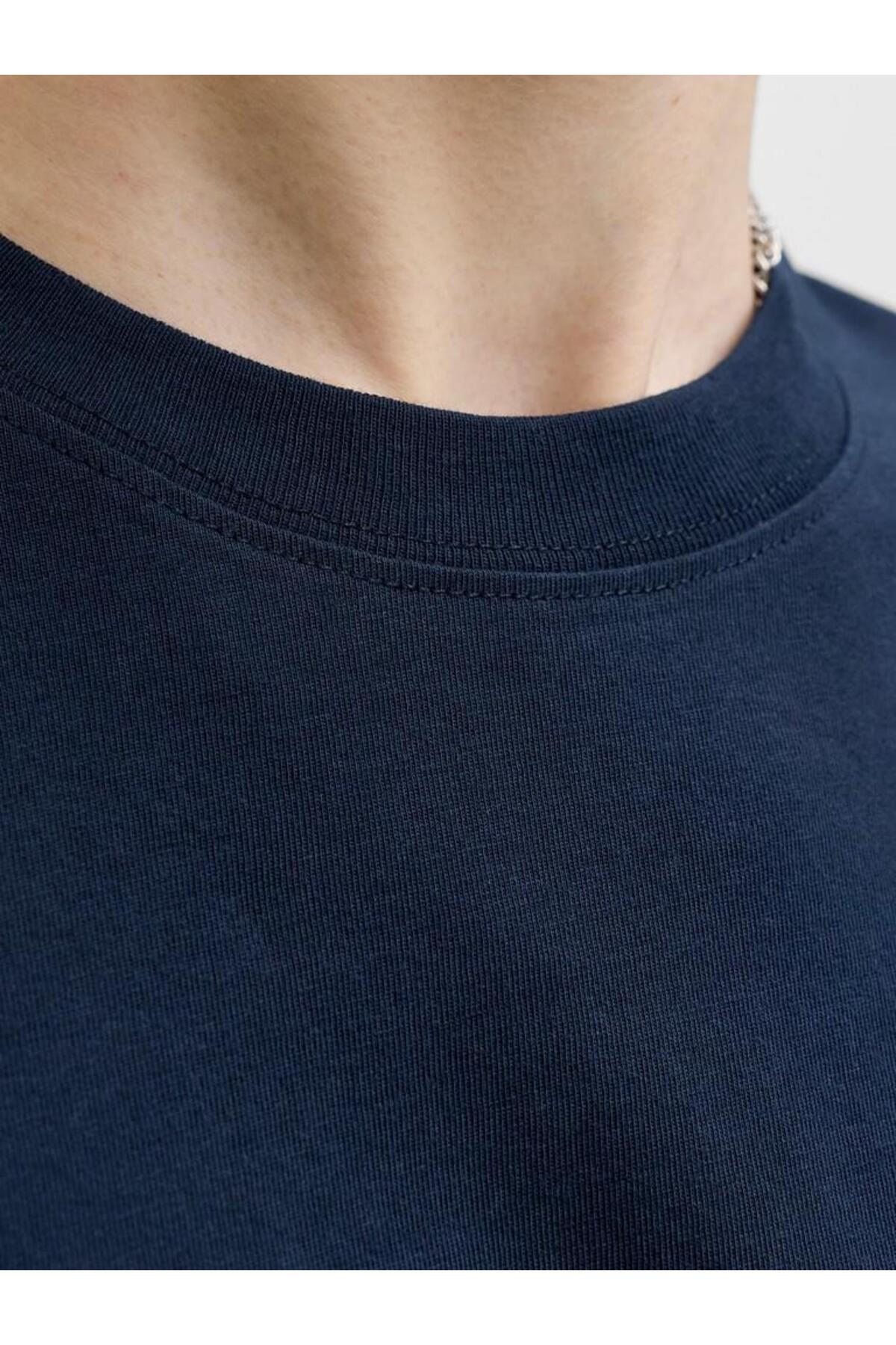 Jack & Jones Erkek Lacivert Jorsavona Box Tee Ss Cn Styd Ss26 T-shirt görsel 8