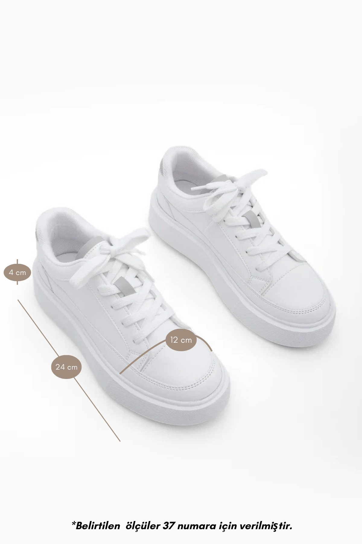 Marjin Kadın Sneaker Kalın Taban Spor Ayakkabı Domen Beyaz görsel 8