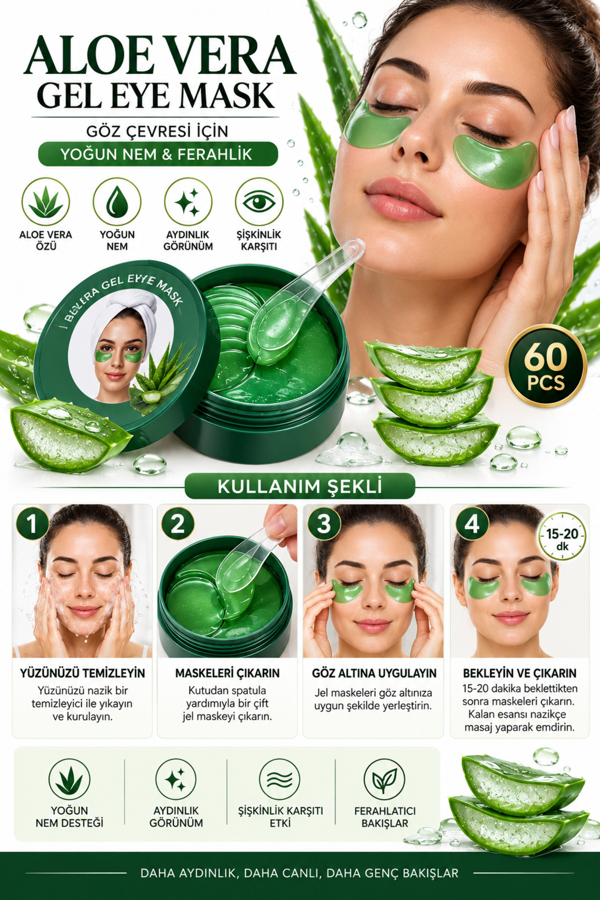 Aloevera Ve Kolajen İçeren Sıkılaştırıcı Göz Maskesi 1.4g Mısa 60 Adet — Avacado Özlü — تصویر 4 از 4