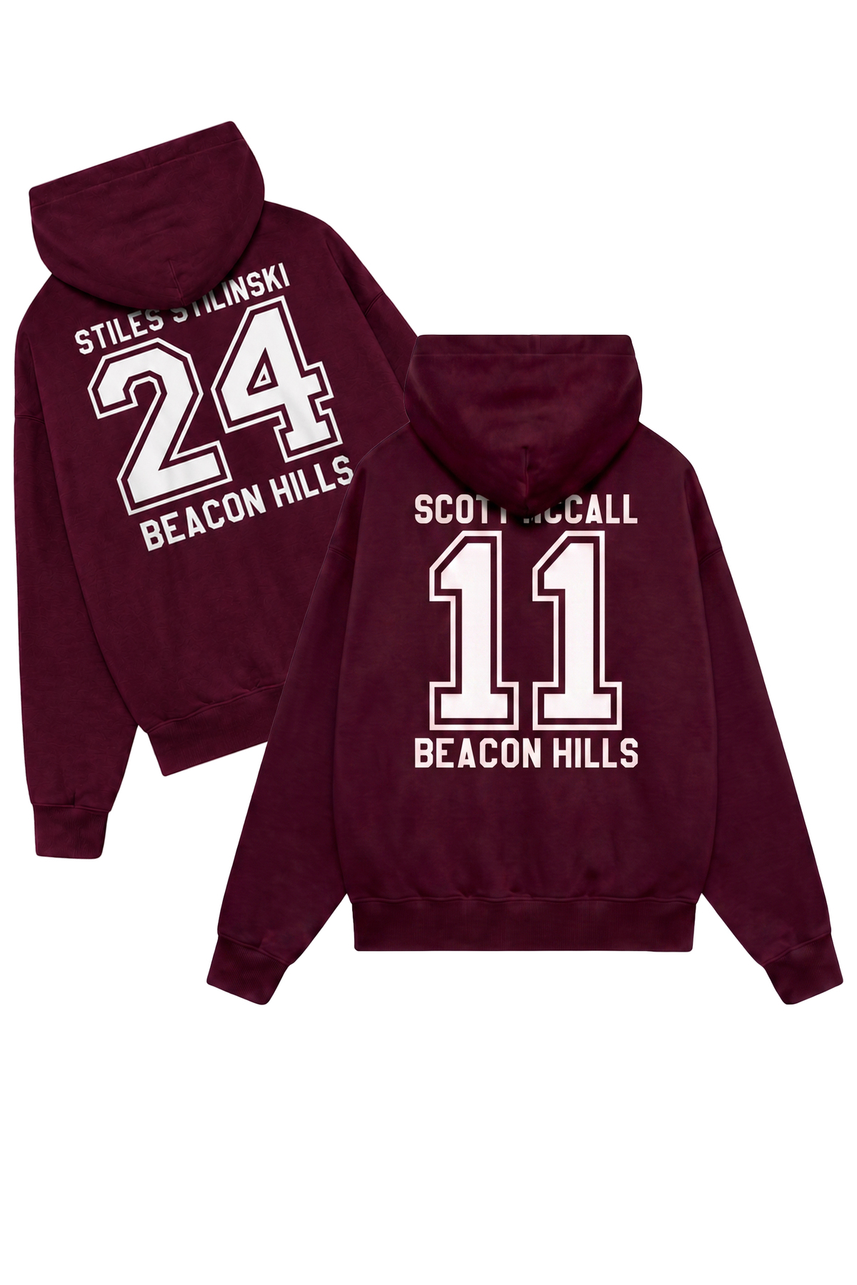 DASH WEAR Unisex Erkek/Kadın Teen Wolf Scott - Stilinski Baskılı Oversize Pamuklu Kapüşonlu Sweatshirt