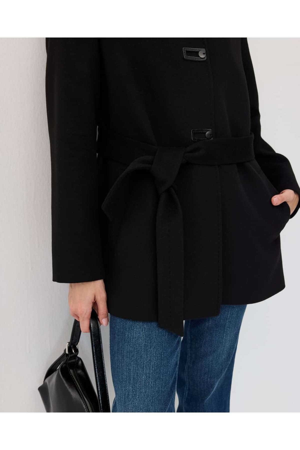 IDA Collection Bebe Yaka Kısa Ceket Siyah görsel 4