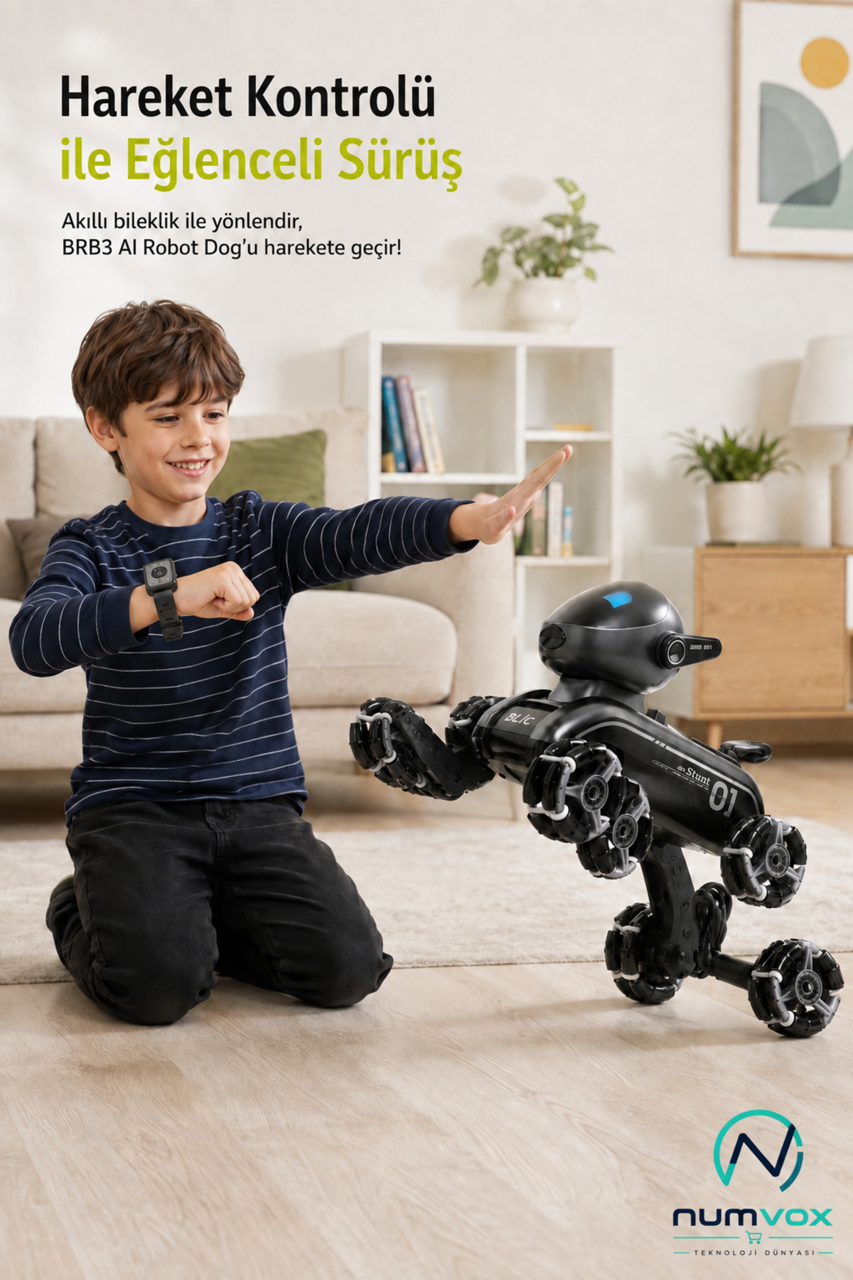 Akıllı Robot Köpek BRB3 Uzaktan Kumandalı Hareket Sensörlü Işıklı Sesli Oyuncak