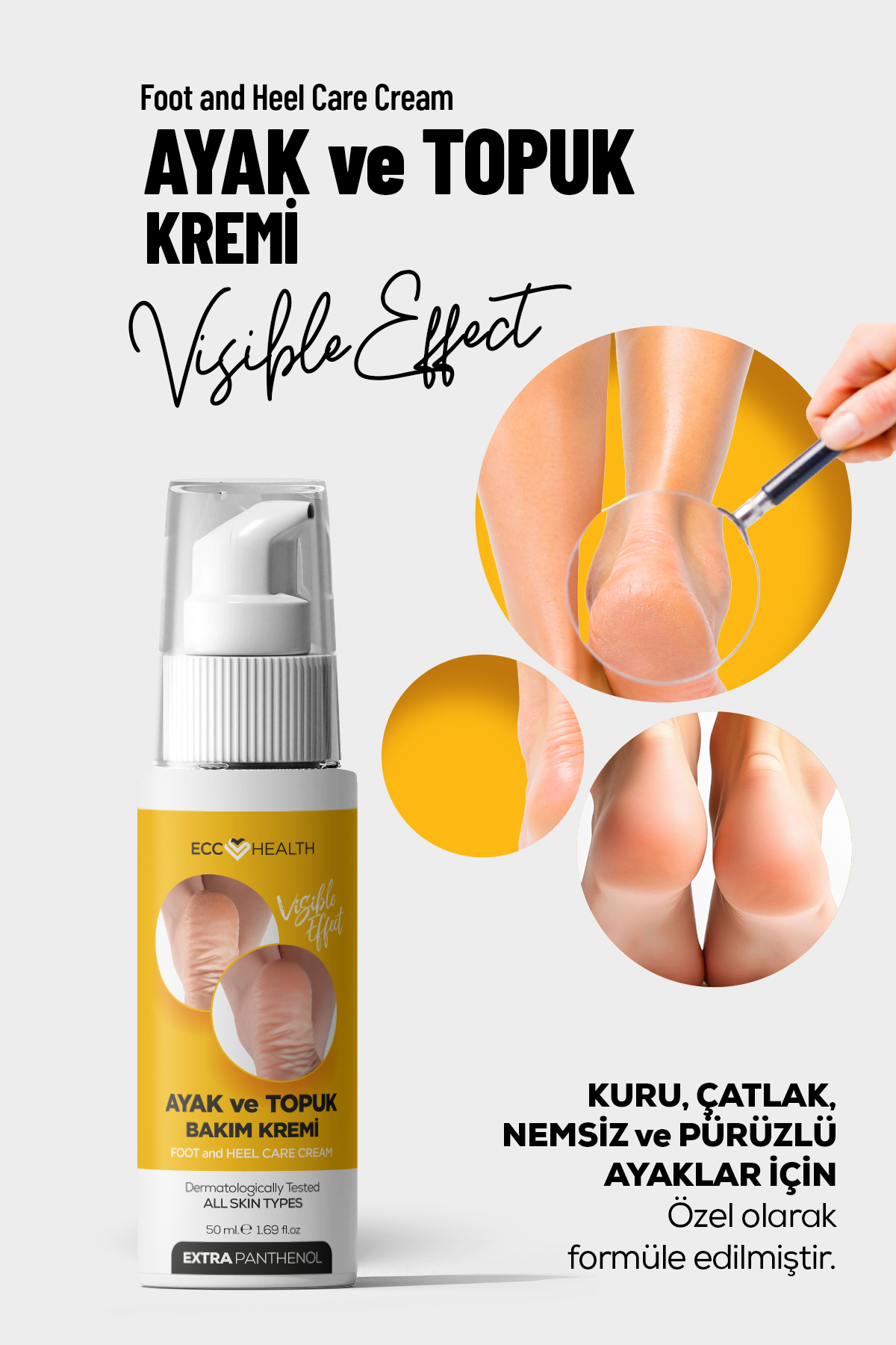 Ayak ve Topuk Çatlak Bakım Kremi 100 ml – Kuru, Sertleşmiş ve Pürüzlü Ayaklar İçin — topukkremi50ml — تصویر 3 از 3