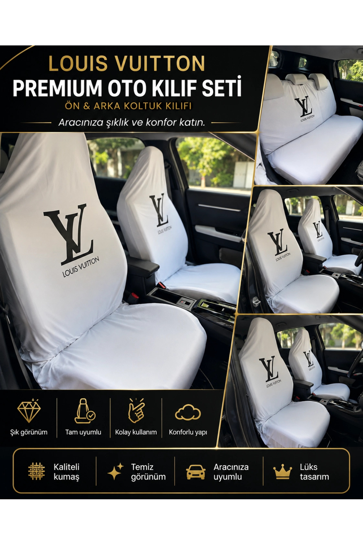 şimika tuning tuningmarketim BEYAZ XL LV DESEN KUMAŞ SERVİS KILIFI ÖN ARKA KILIF 4 PARÇA (ARKA 2 PARCA LOGOLU) PENYE 1.KALİTE ESN