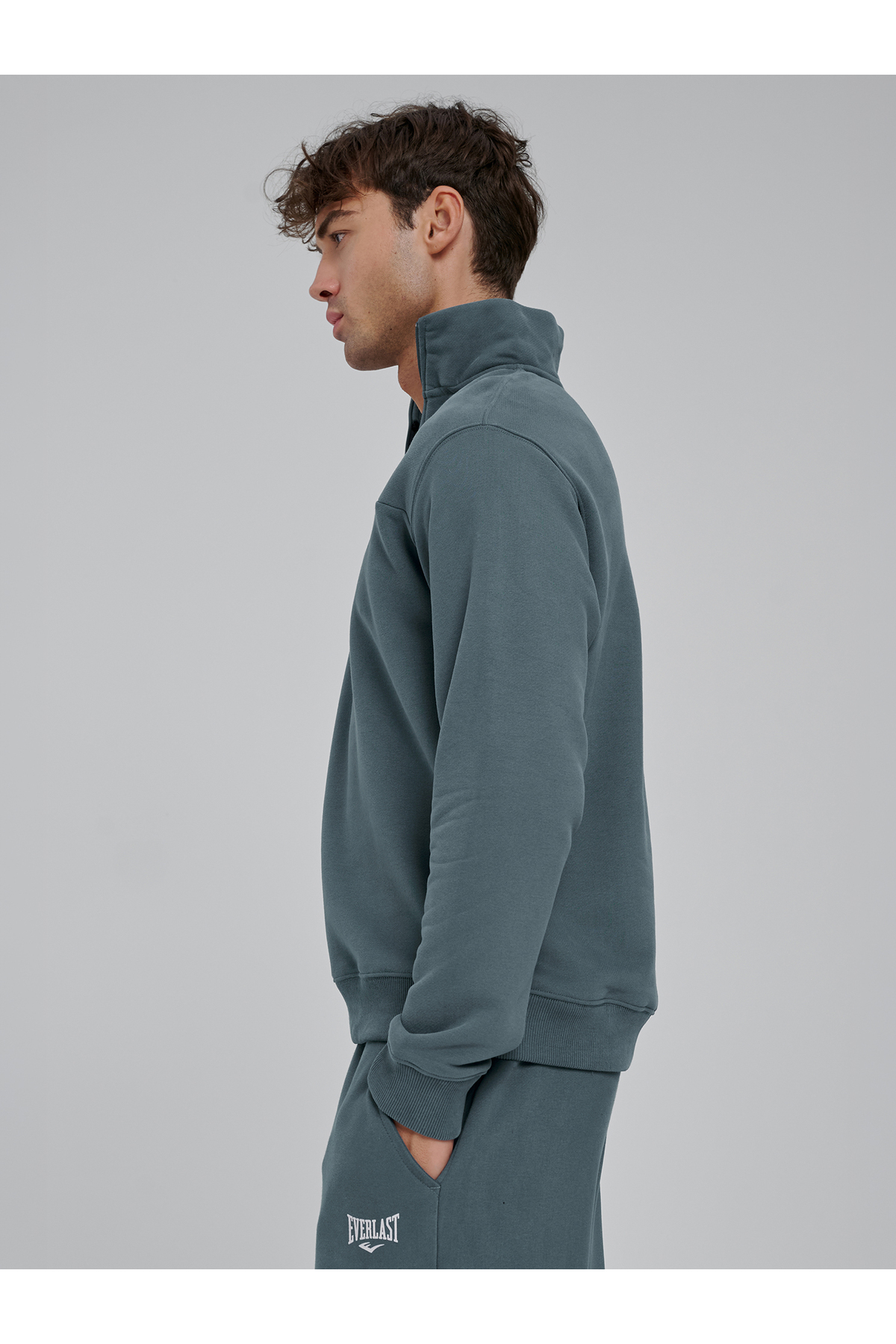 EVERLAST World Regular Yeşil Yarım Zipli Erkek Sweatshirt görsel 3