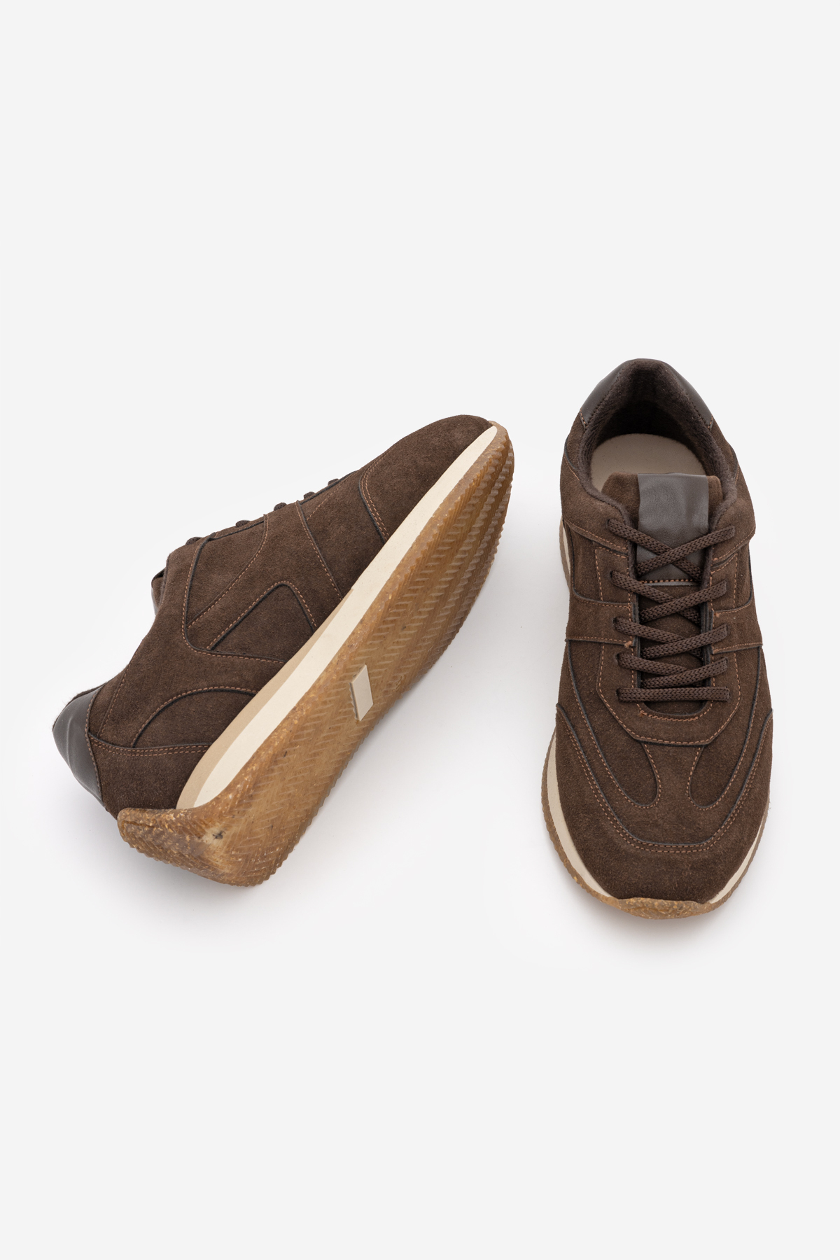 Marjin Kadın Süet Bağcıklı Retro Günlük Sneaker Spor Ayakkabı Foryeta Kahve Süet görsel 7