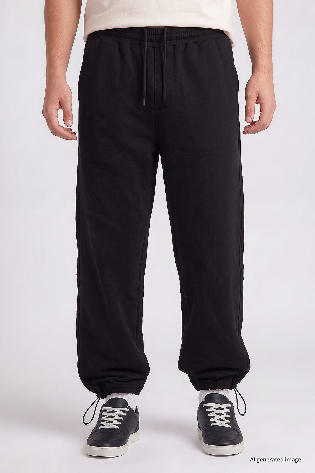 TOMMY LIFE Siyah Lastikli Erkek Baggy Eşofman Alt - 82200 görsel 3