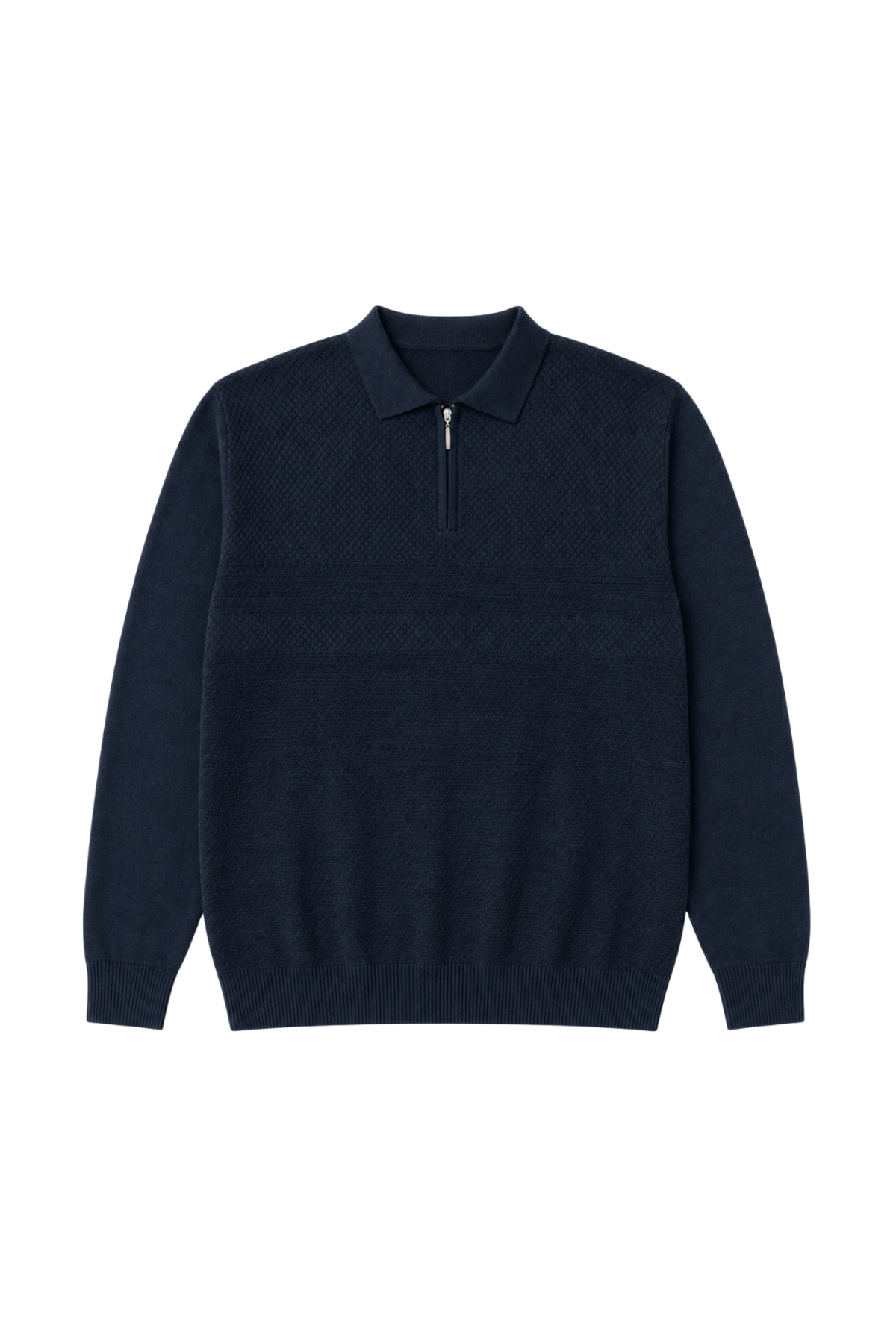 BattalModa Erkek Büyük Beden Melanj Lacivert Atlas Polo Yaka Fermuarlı Triko Kazak 5XL-6XL-7XL-8XL görsel 4