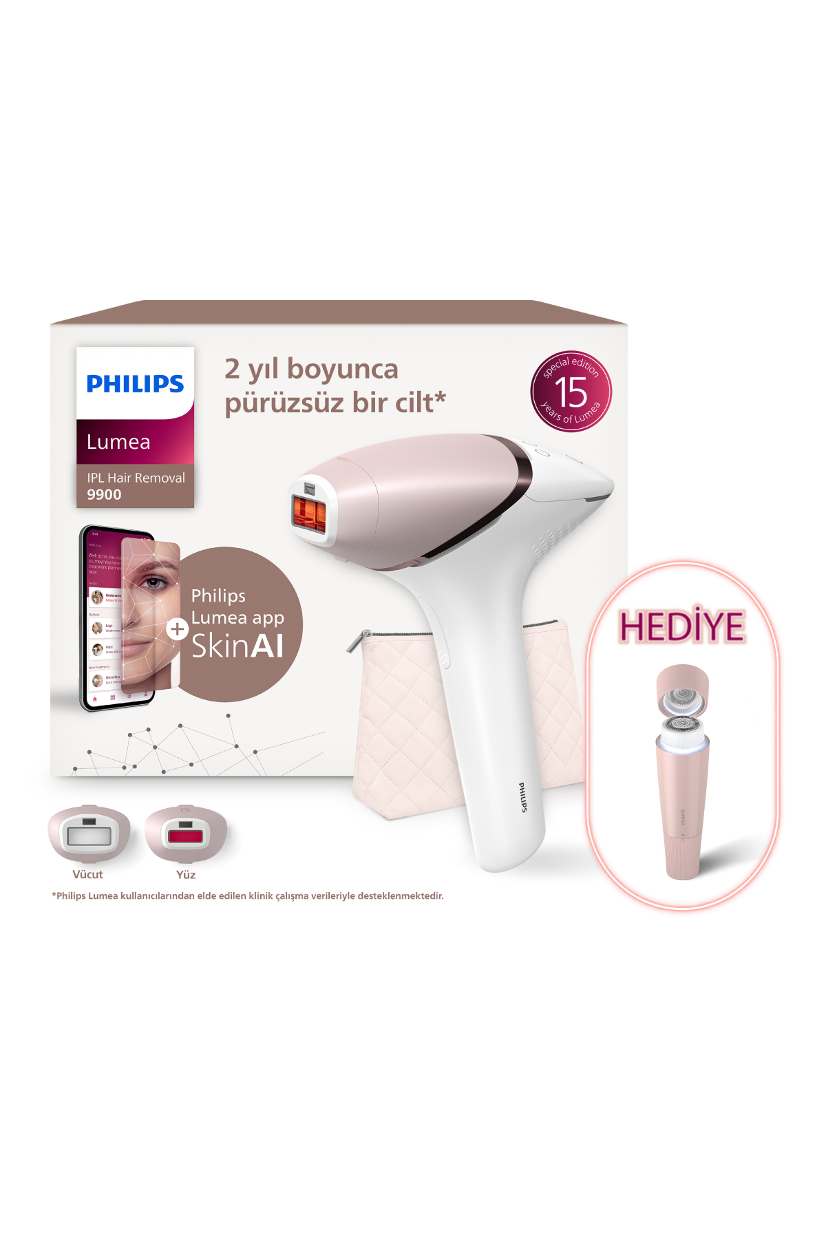 Philips Lumea 9900 Serisi BRI950/02 Yüz Epilatör Cihazı Hediyeli SET ,Vücut ve Yüz 2 Başlık,450.000 Atım — رنگارنگ TYCB908AF13080FA4F183F900