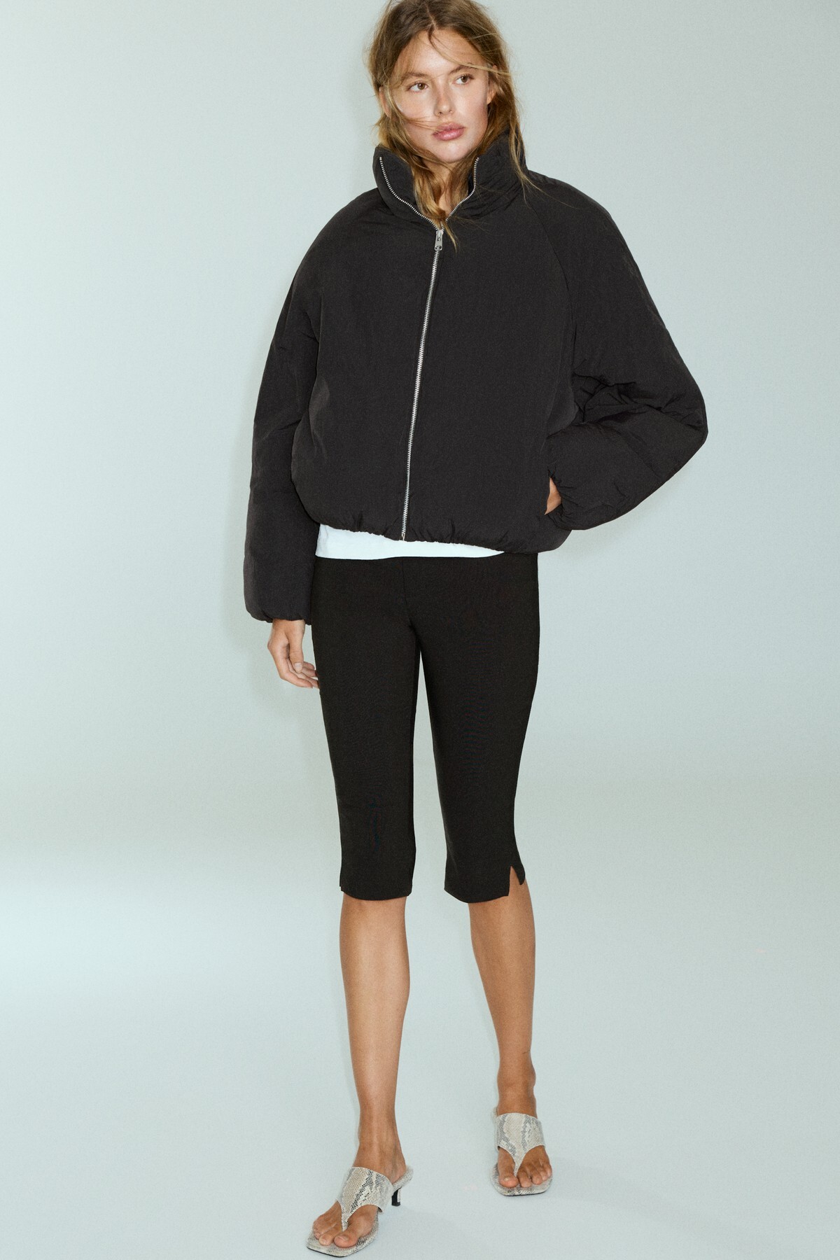Pull & Bear Dik yaka şişme mont görsel 2